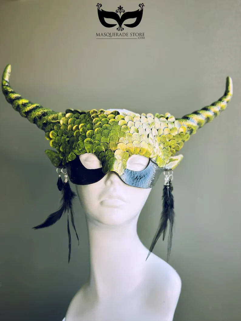Dragon Nightspire Horn Mask - Emerald Fang - Image 2