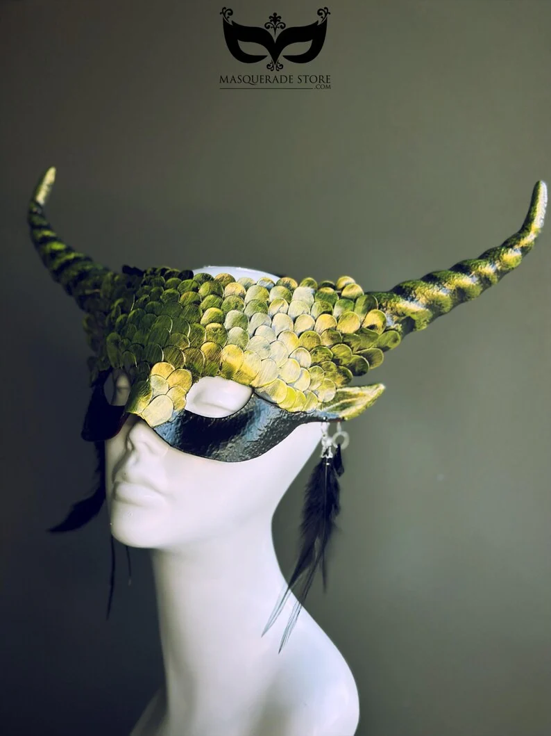 Dragon Nightspire Horn Mask - Emerald Fang - Image 3