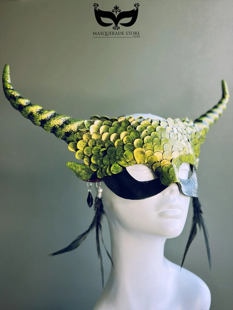Dragon Nightspire Horn Mask - Emerald Fang - Image 4