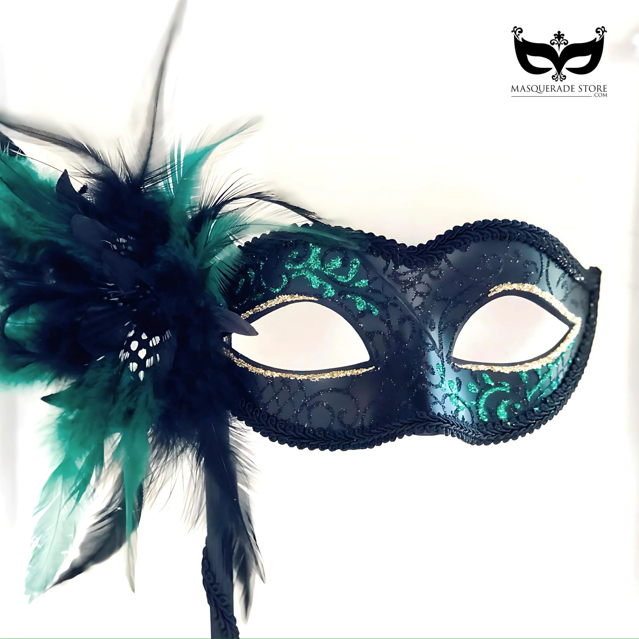 Emerald Whisper – Feather Mask - Image 2