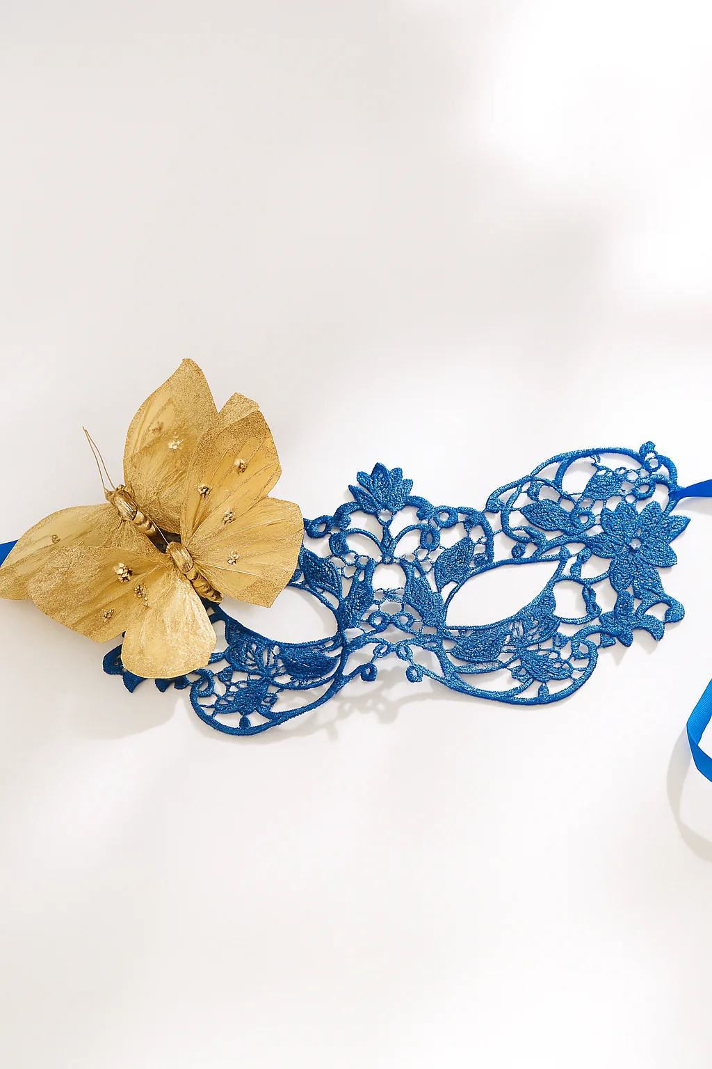 Enchanted Flight Blue Mask - Gold Butterfly