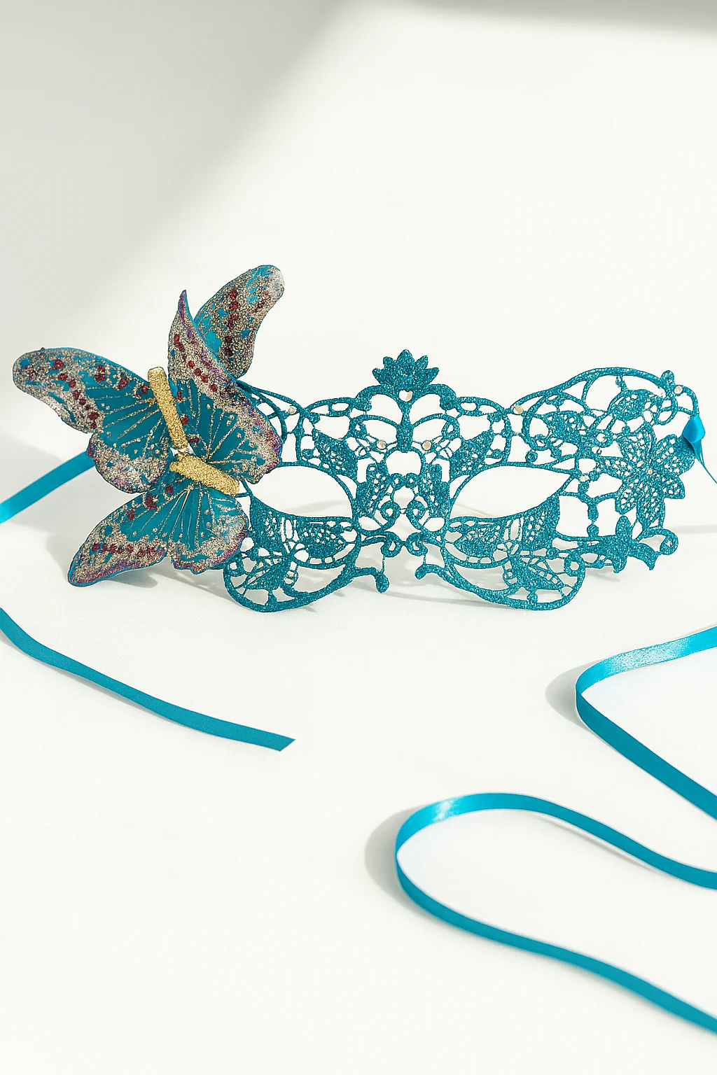 Enchanted Flight Teal Mask - Teal Butterfly
