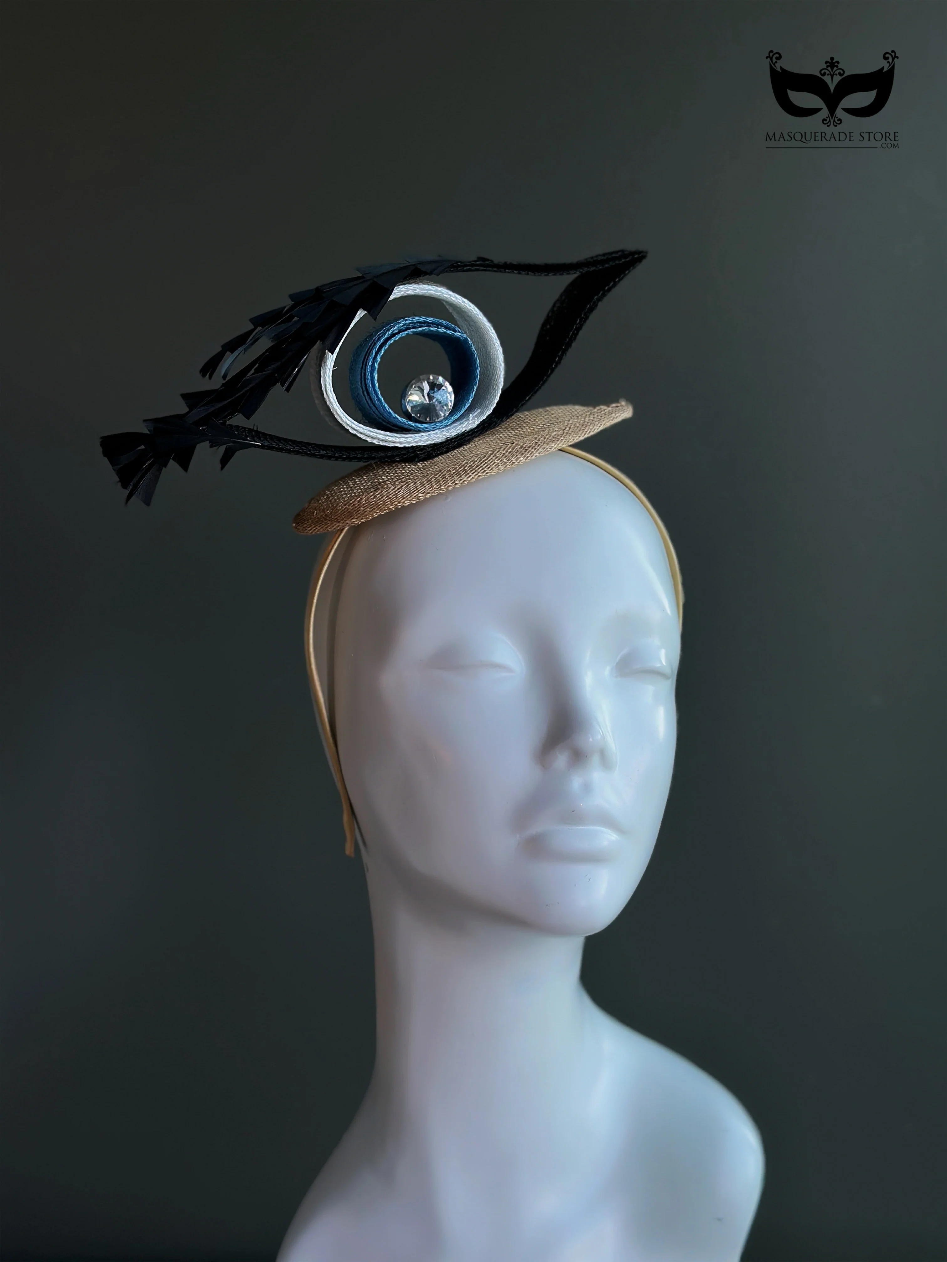 Evil Eye Crystal Fascinator Mini Top Hat - Image 2