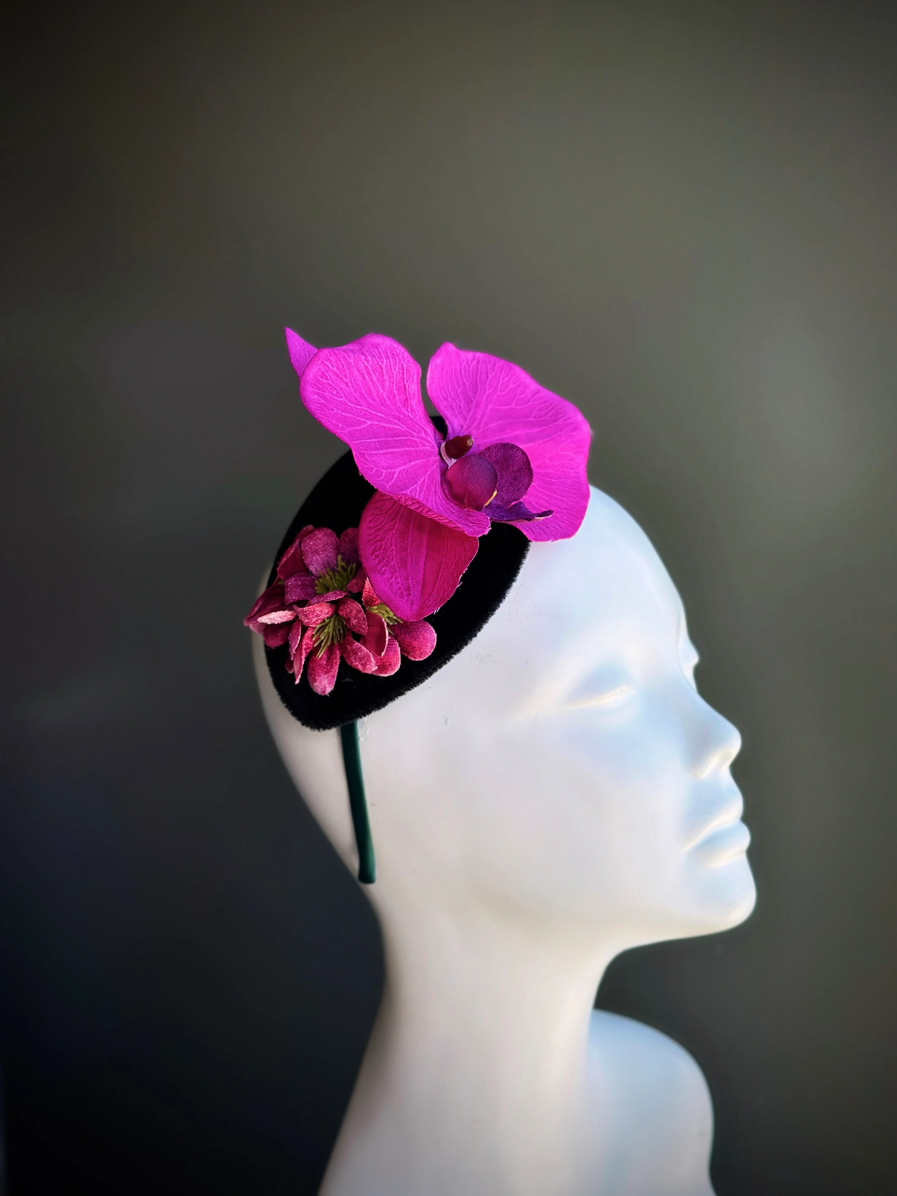 Mini Orchid Fascinator - Fuchsia - Image 3