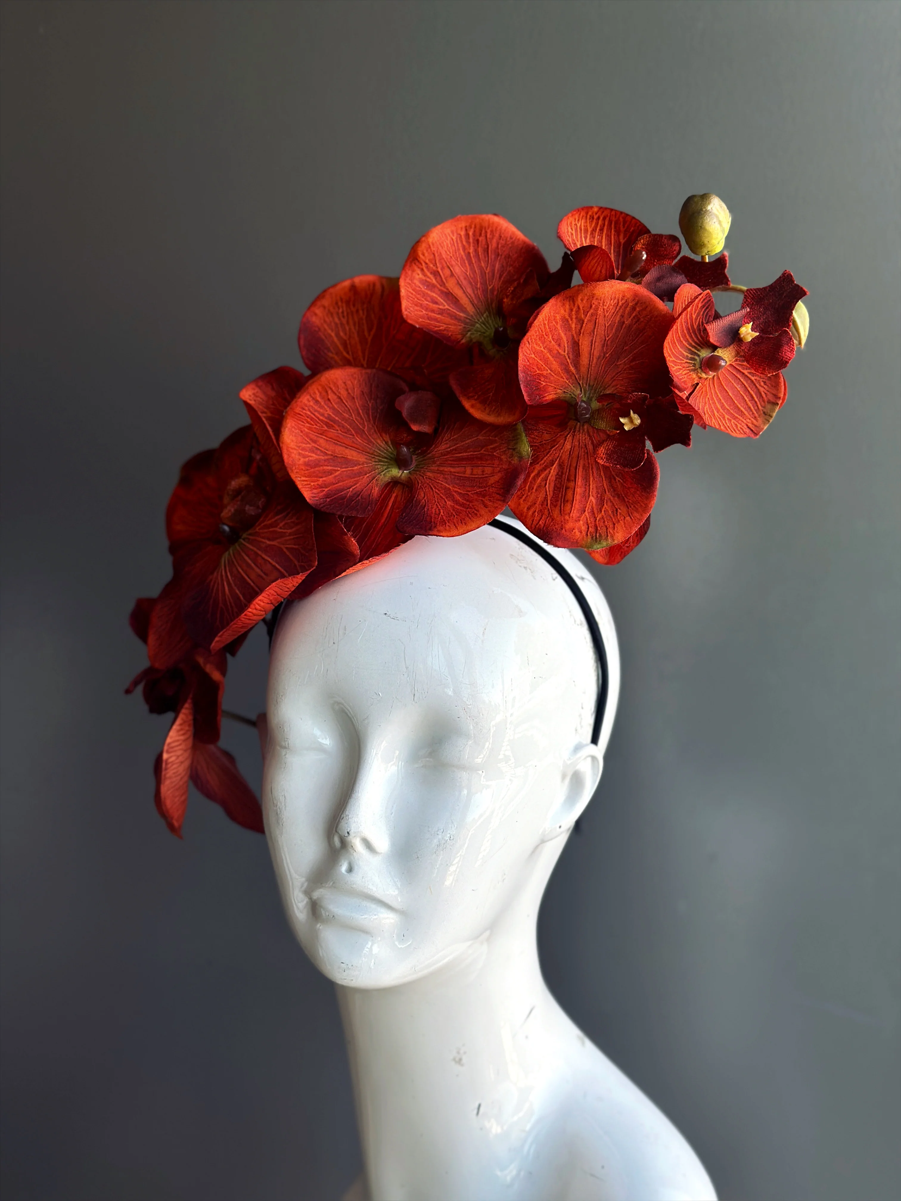 Orchid Fascinator - Orange - Image 2