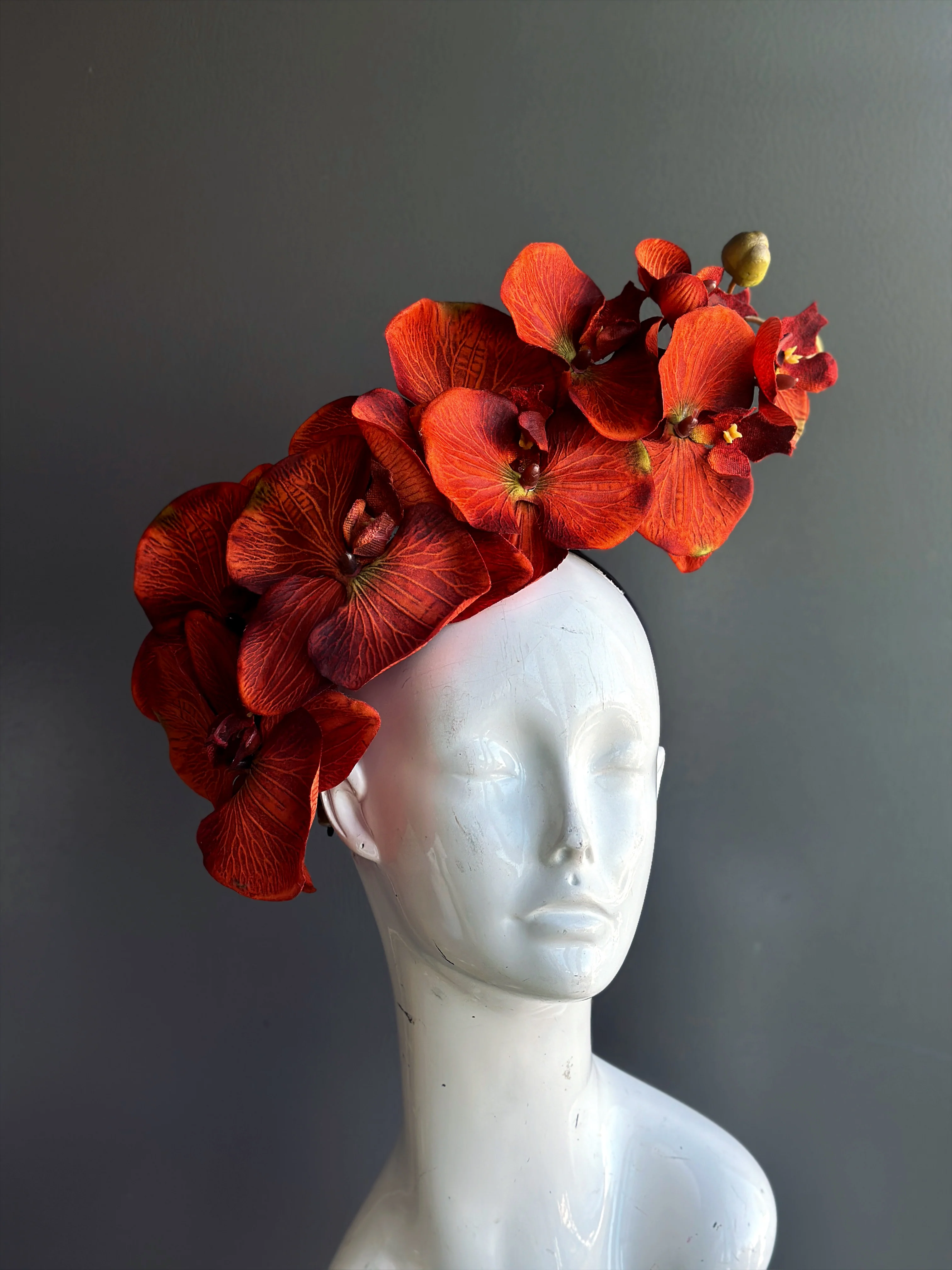 Orchid Fascinator - Orange - Image 3