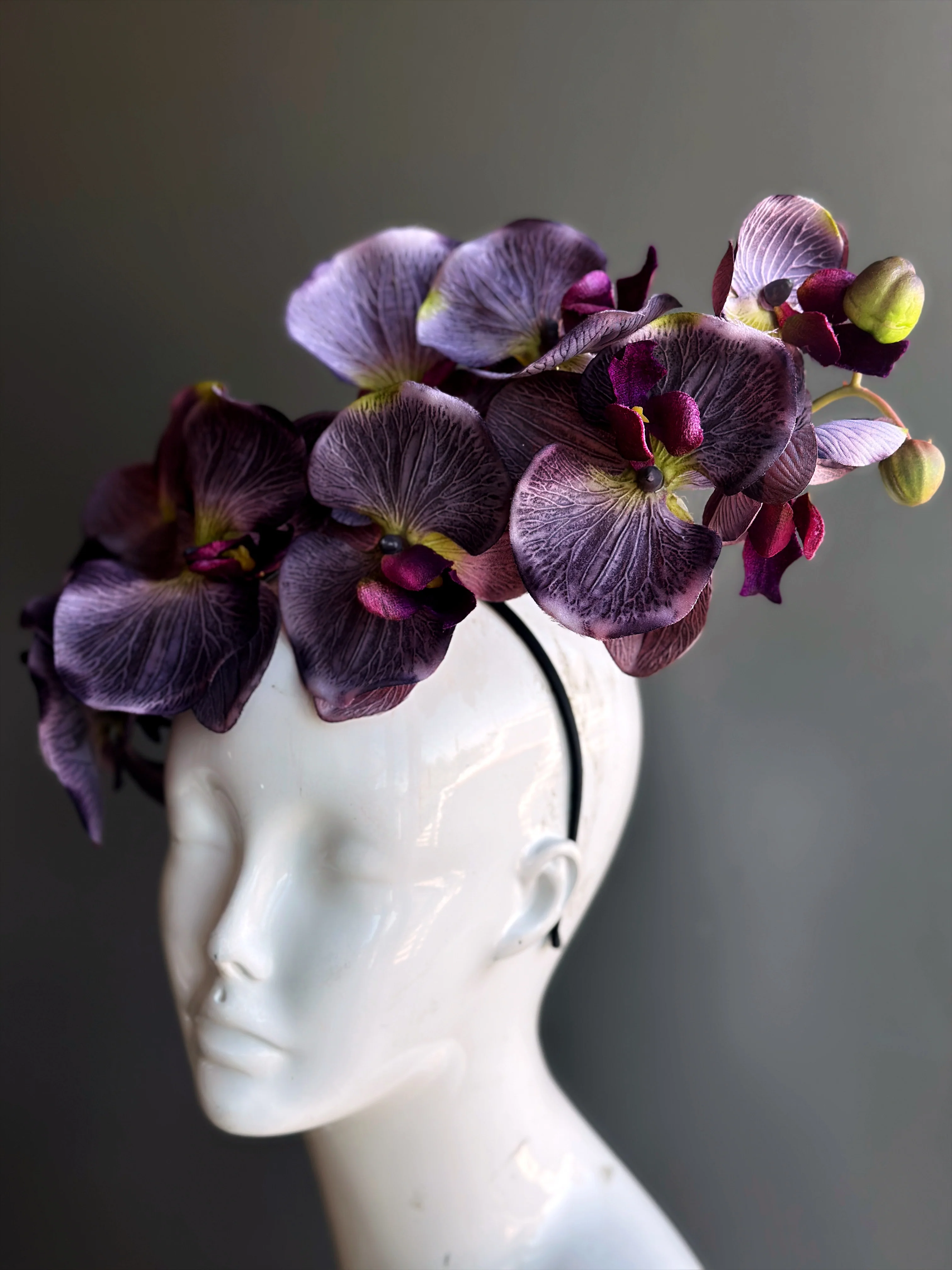 Fascinator Hat Orchid Flower Purple - Image 2