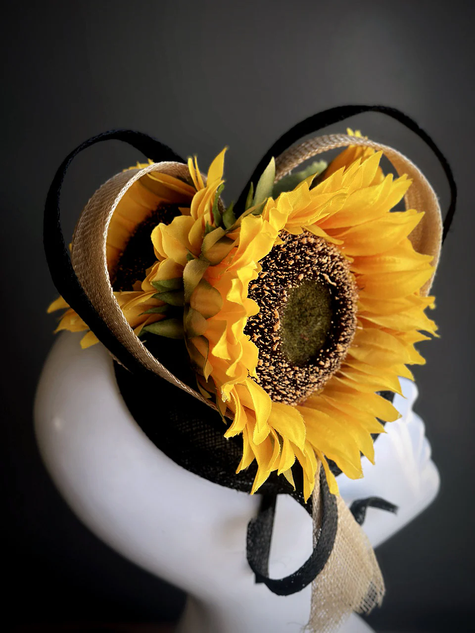 Sunflower Heart Fascinator Hat - Yellow - Image 2
