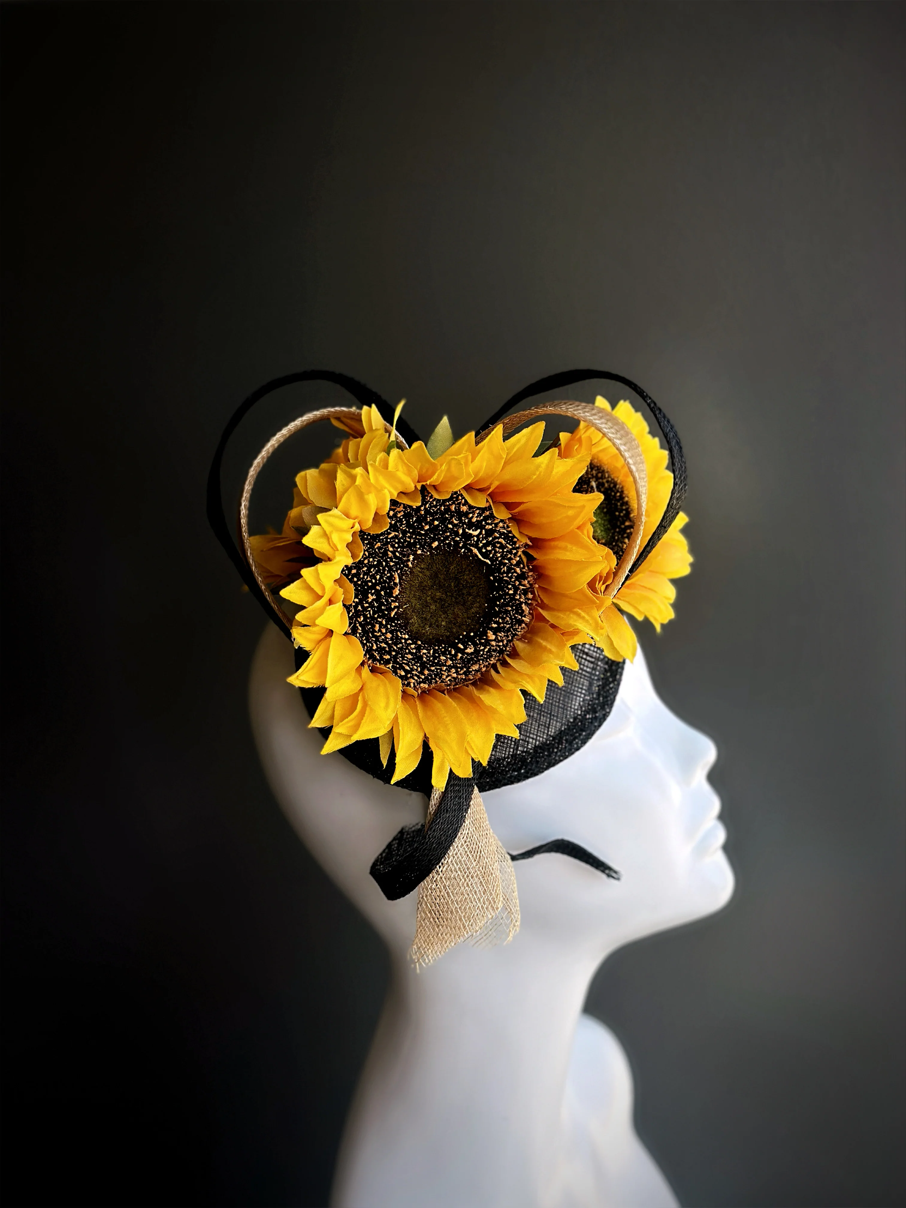 Sunflower Heart Fascinator Hat - Yellow - Image 4
