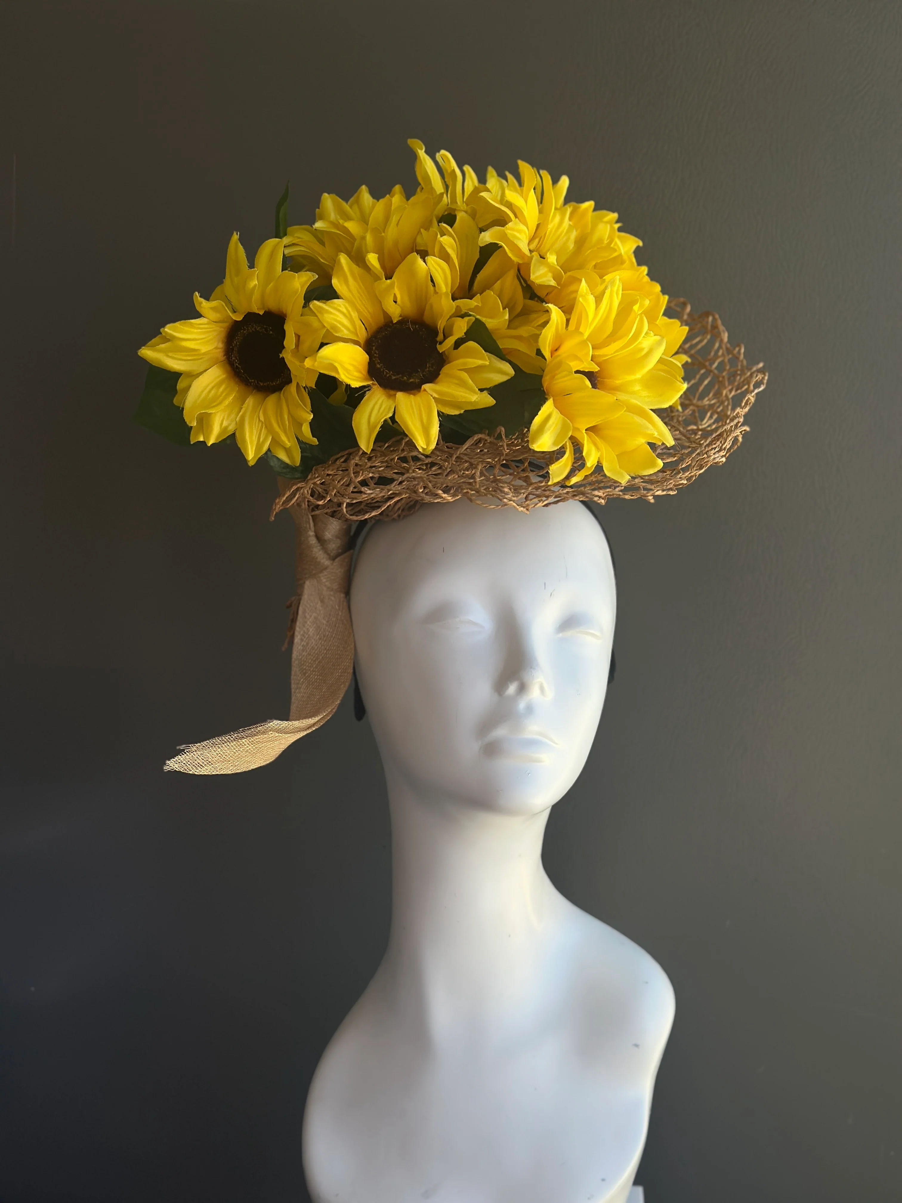 Sunflower Bouquet Fascinator Hat - Yellow