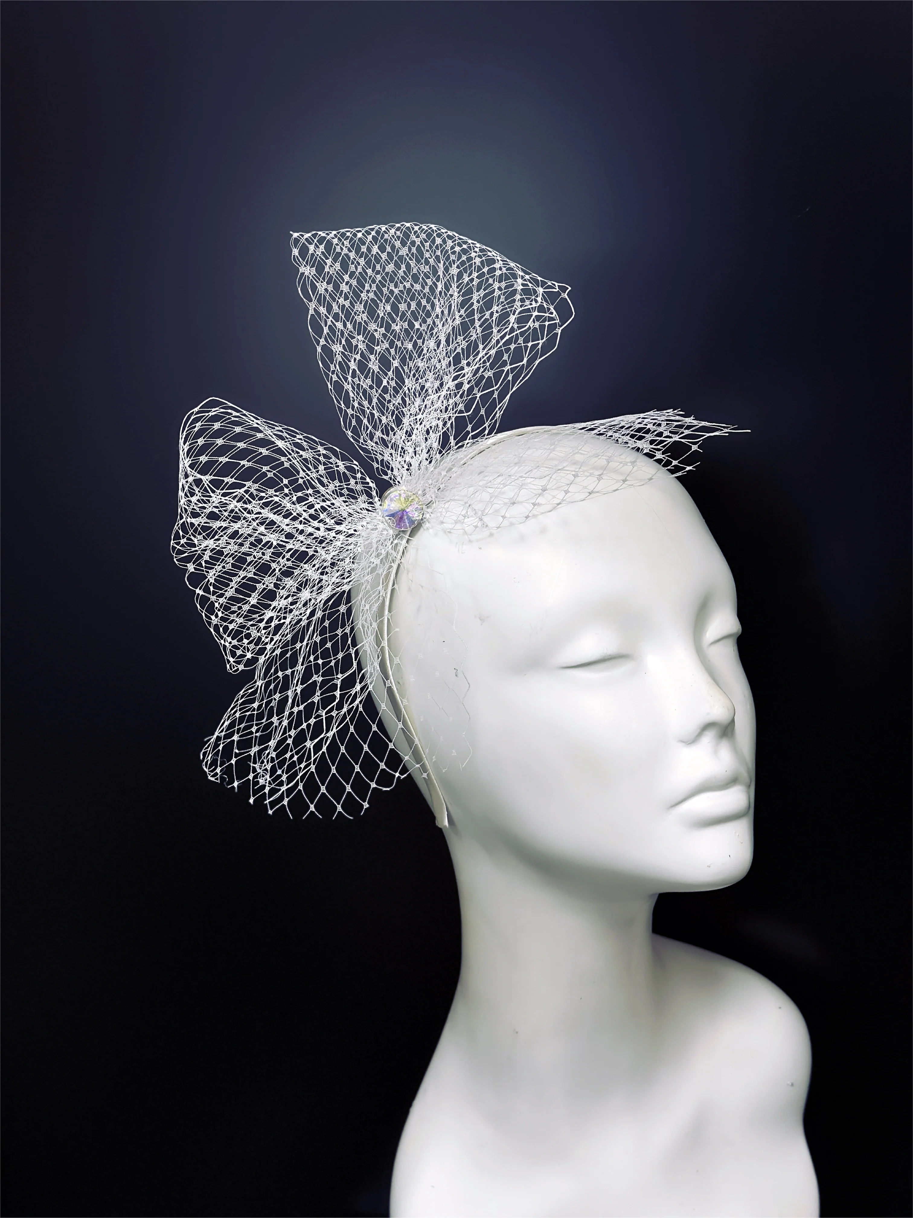 Tulle Bow Headband - White - Image 3