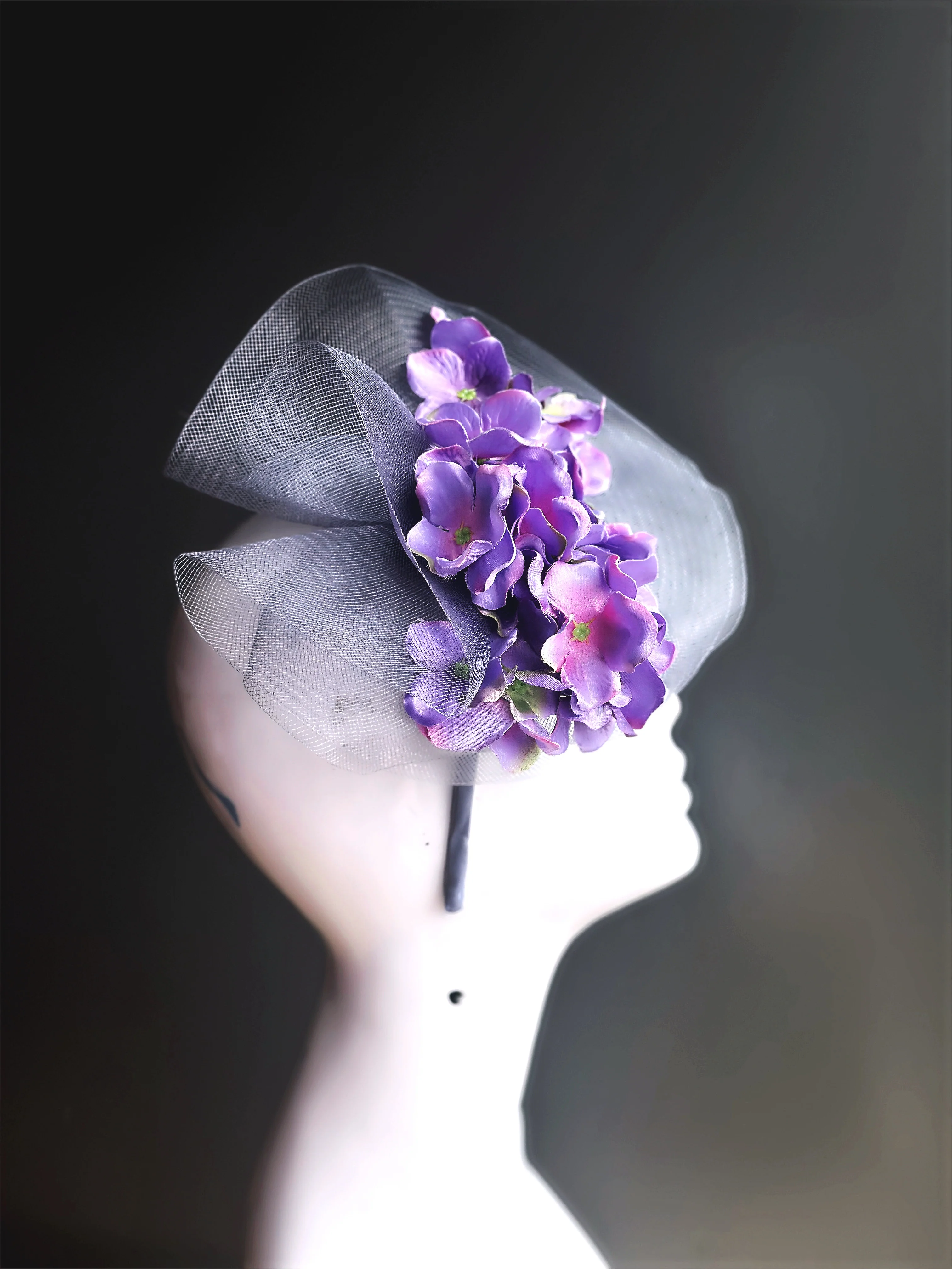 Purple Flower Fascinator - Image 2