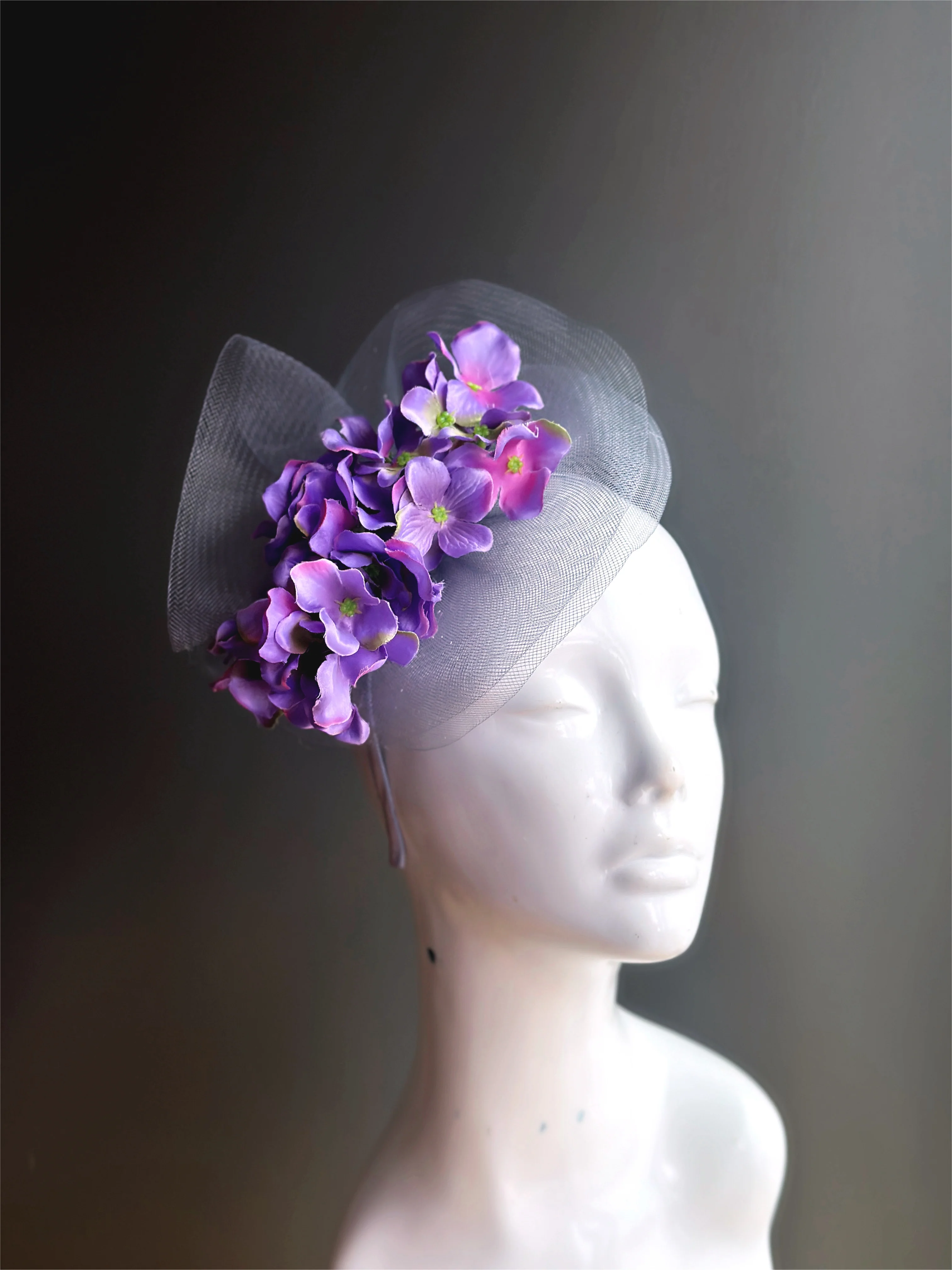 Purple Flower Fascinator - Image 4