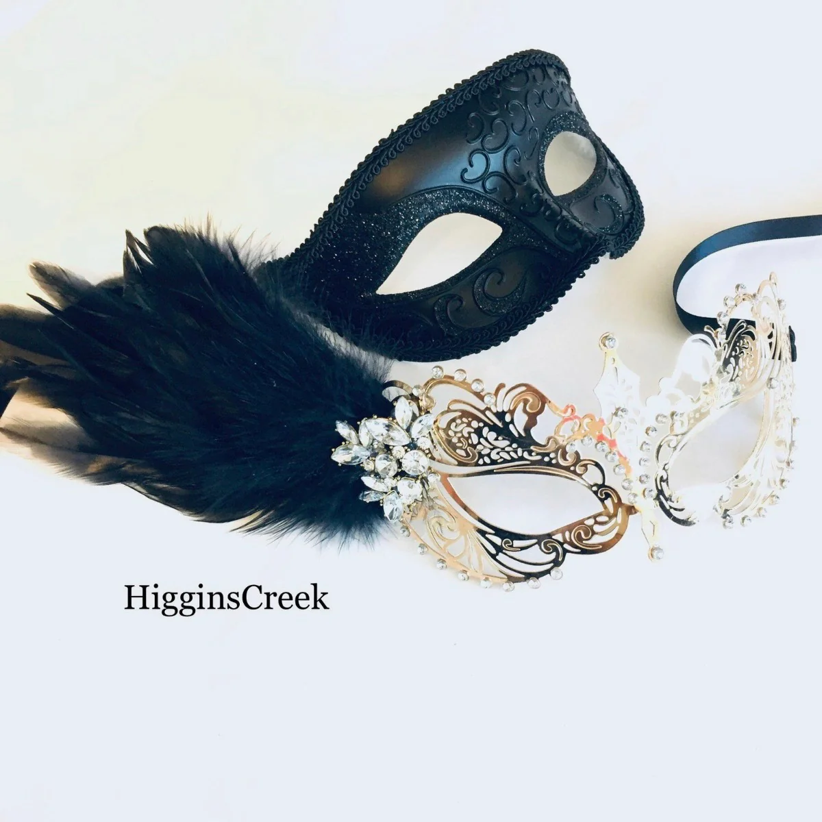 Father Daughter Dance Masks - Black Feathers - Image 4