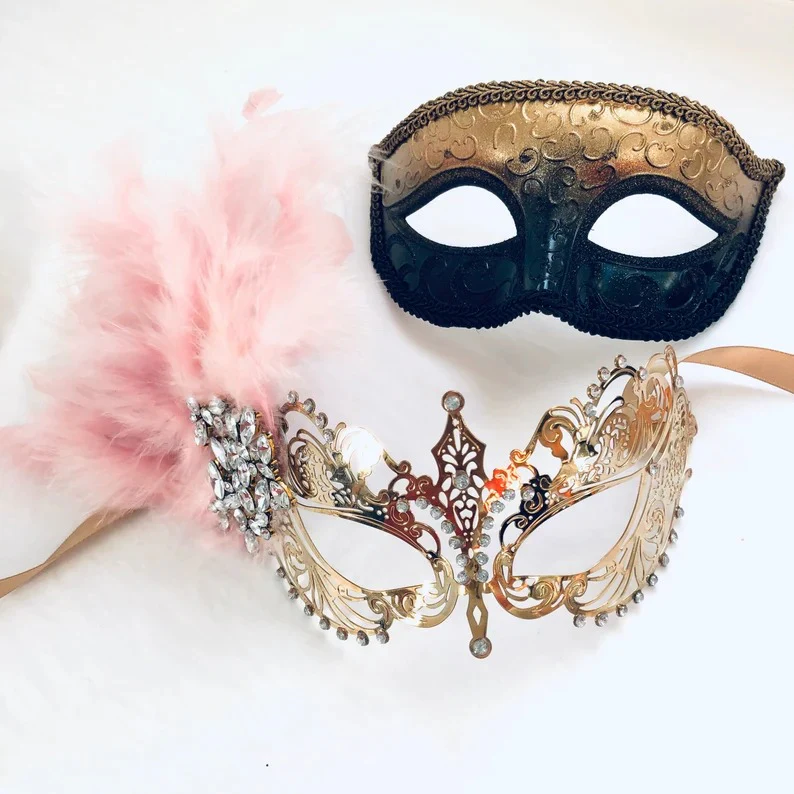 Father Daughter Dance Masks - Light Pink Feathers - Image 2