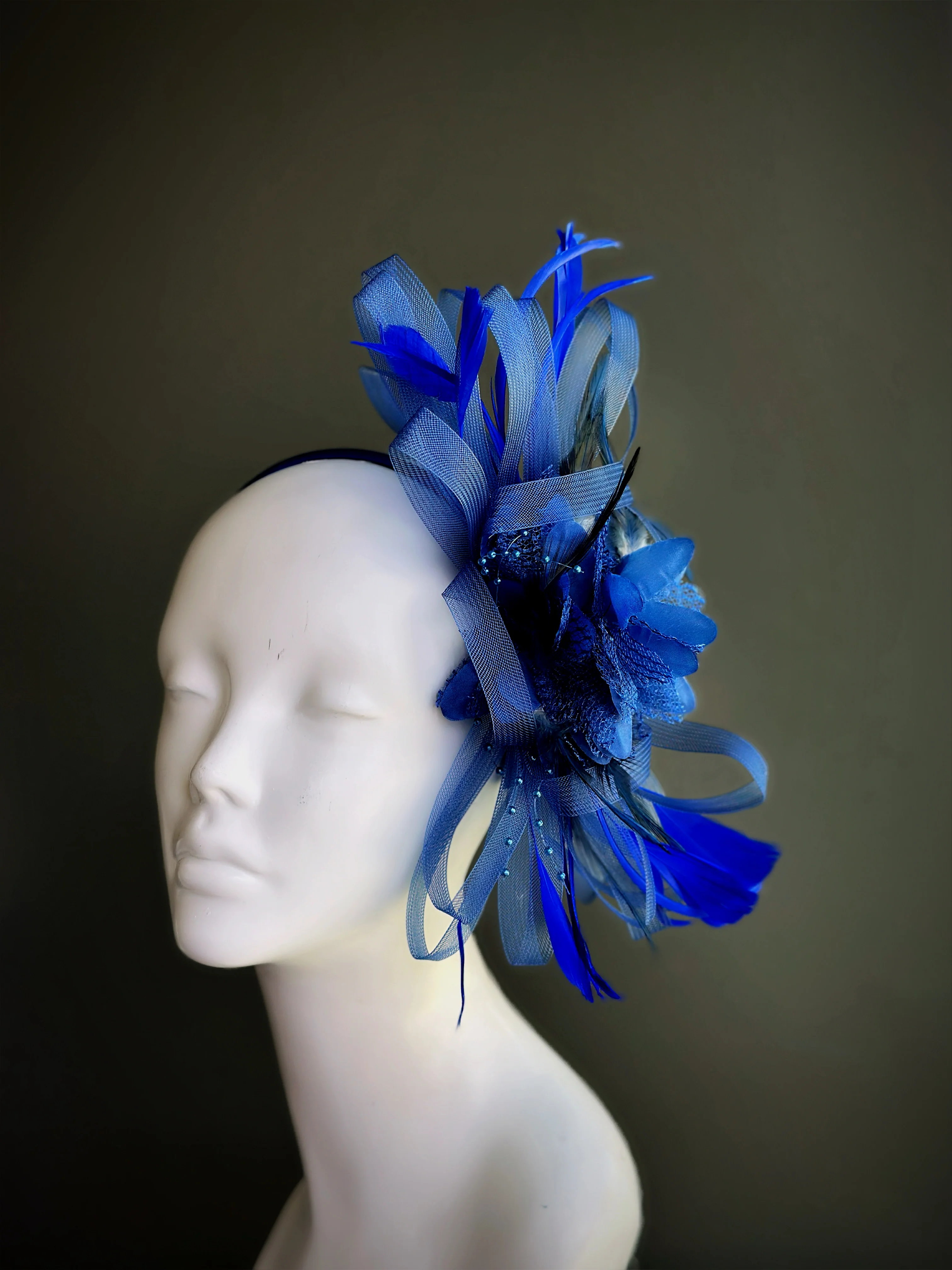 Feather Tulle Hairpiece - Blue - Image 2