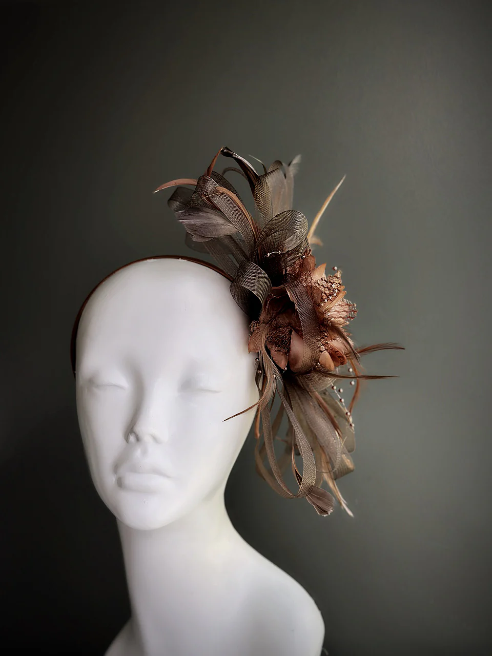 Feather Tulle Hairpiece - Brown - Image 2
