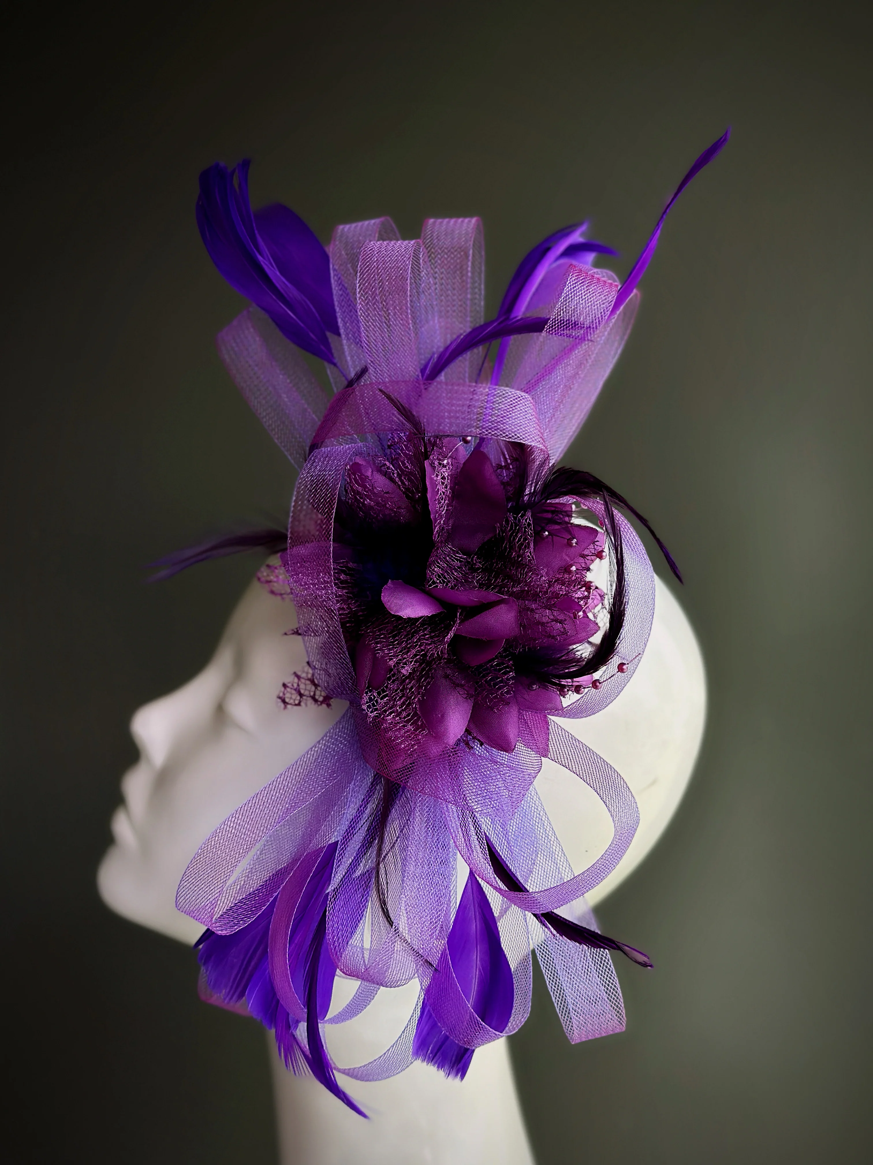 Feather Tulle Hairpiece - Purple - Image 2