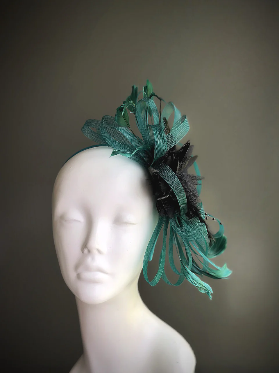 Feather Tulle Hairpiece - Teal Black - Image 2
