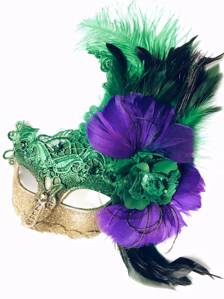 Moon Goddess Mask - Mardi Gras Feathers - Image 2