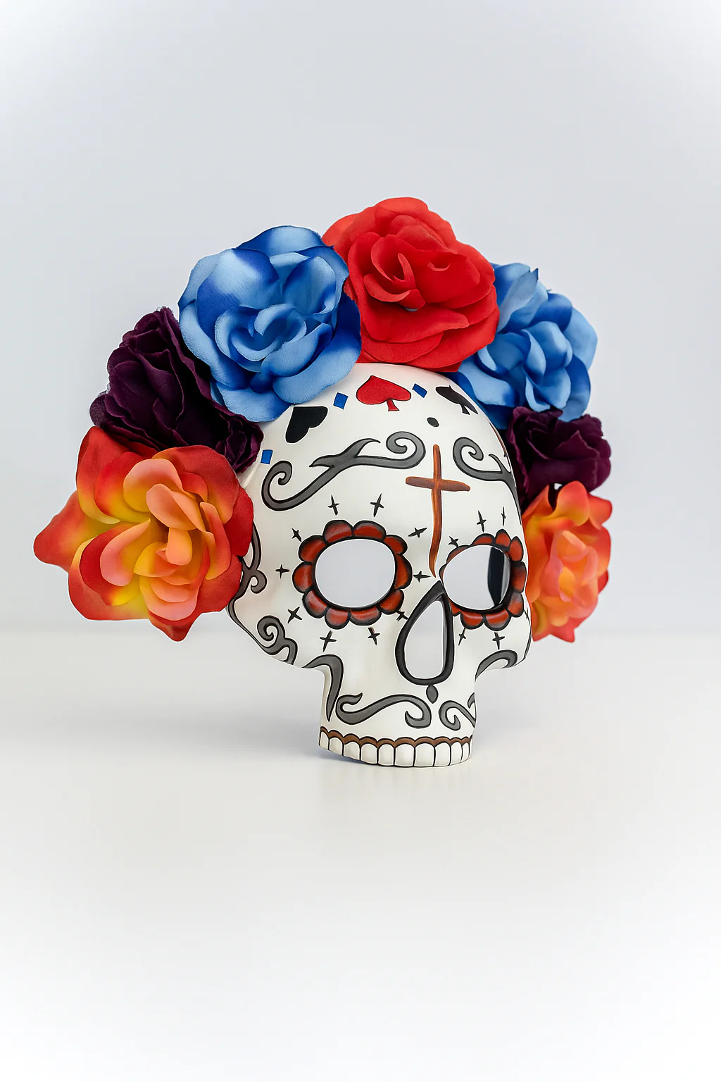 Floral Skull Mask - Fiesta Flame