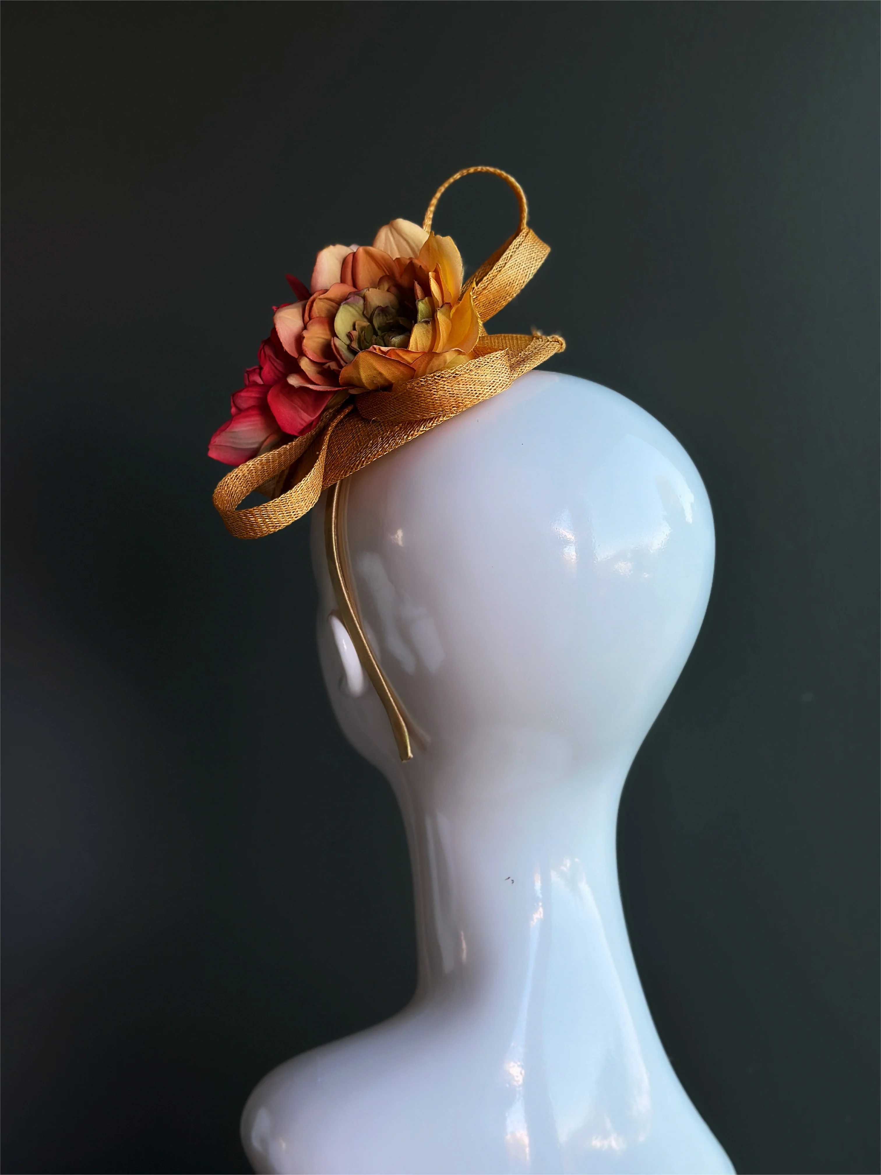 Floral Straw Fascinator Headband - Image 2