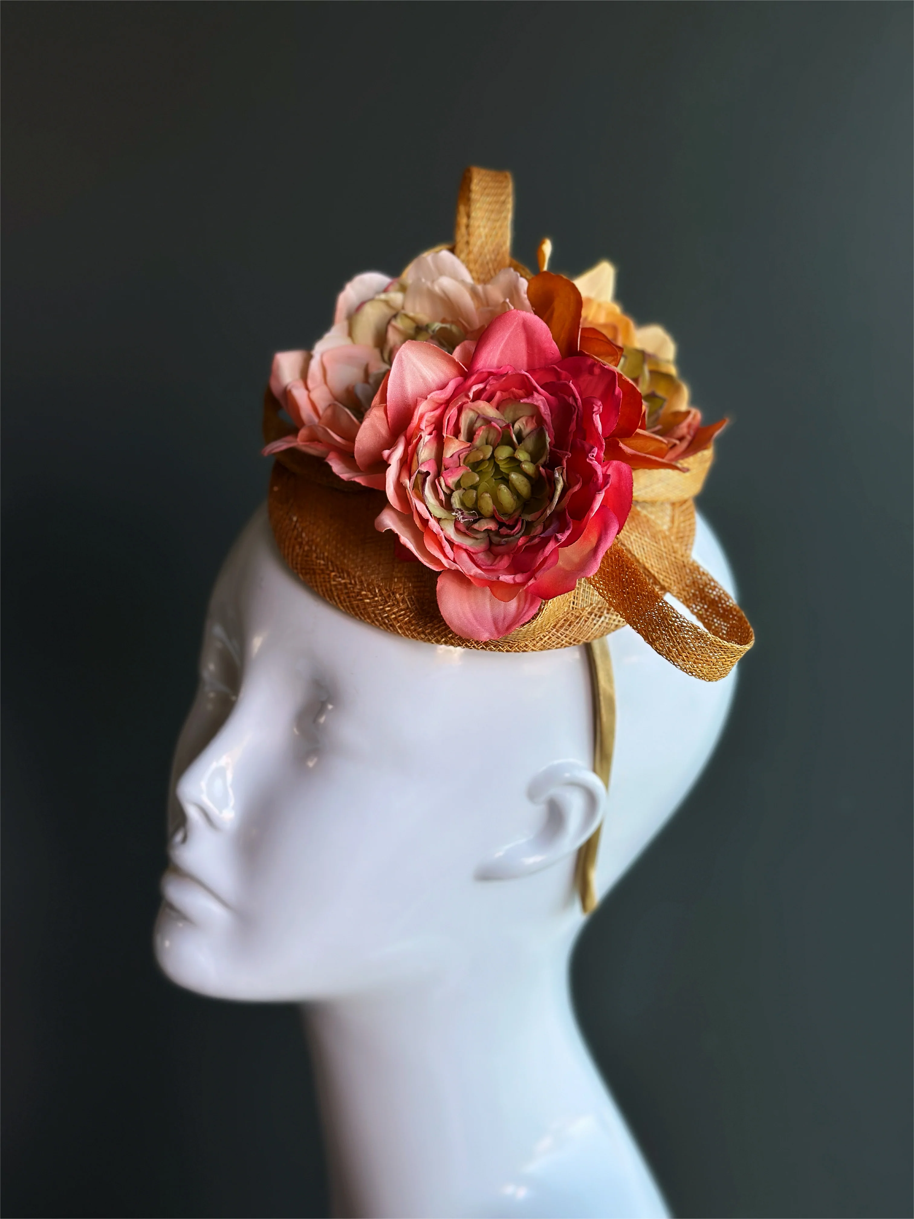Floral Straw Fascinator Headband - Image 3
