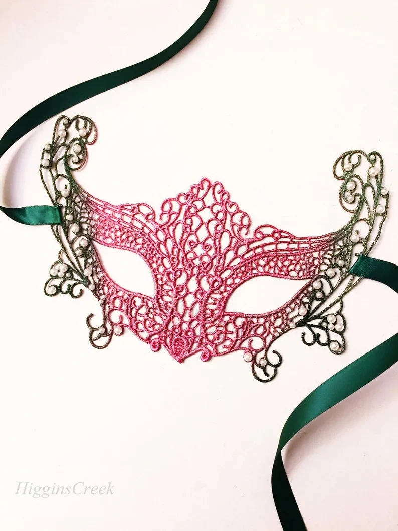 Foxy Lace Mask - Pink/Green Ombre - Image 2