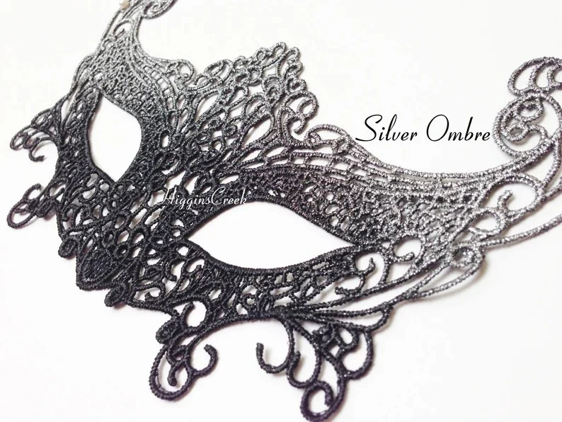 Foxy Lace Mask - Silver Ombre
