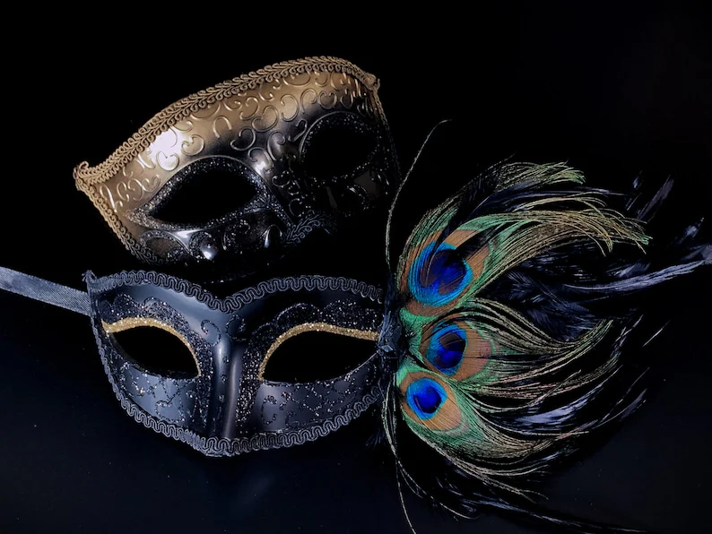 Mystic Peacock & Gold – Couples Masks