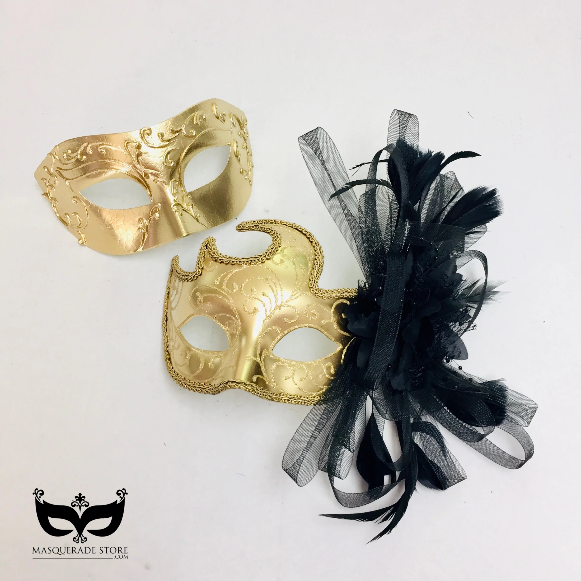 Regal Venetian Mask - Gold & Black