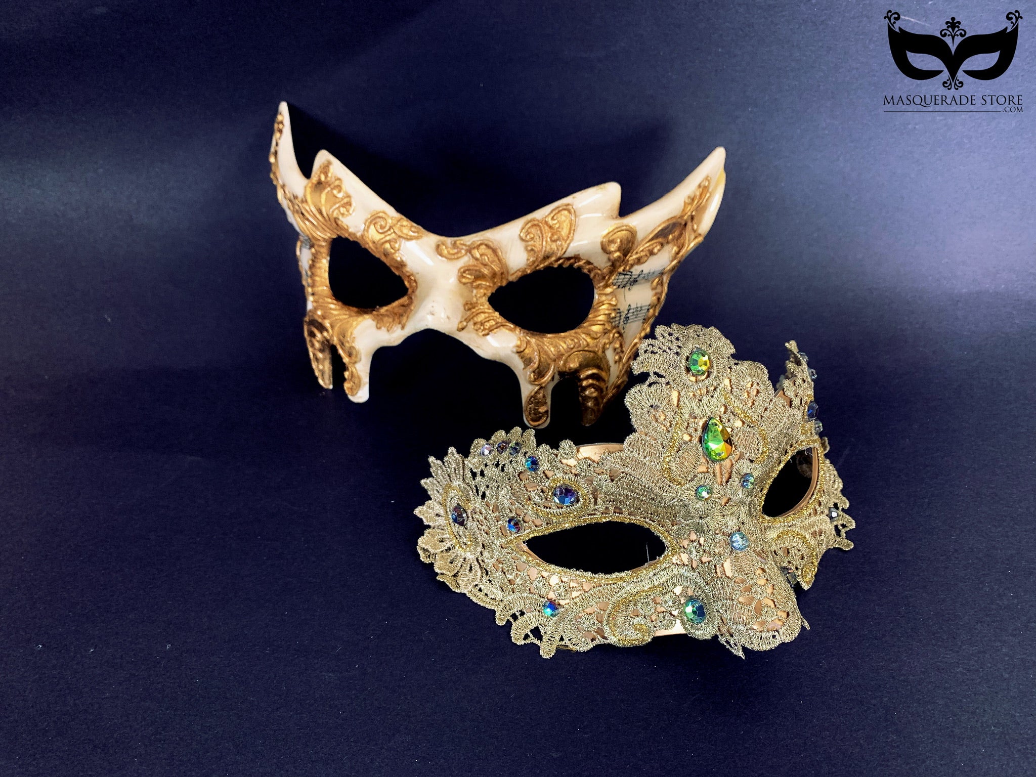 Gold Lace & Music Mask Set