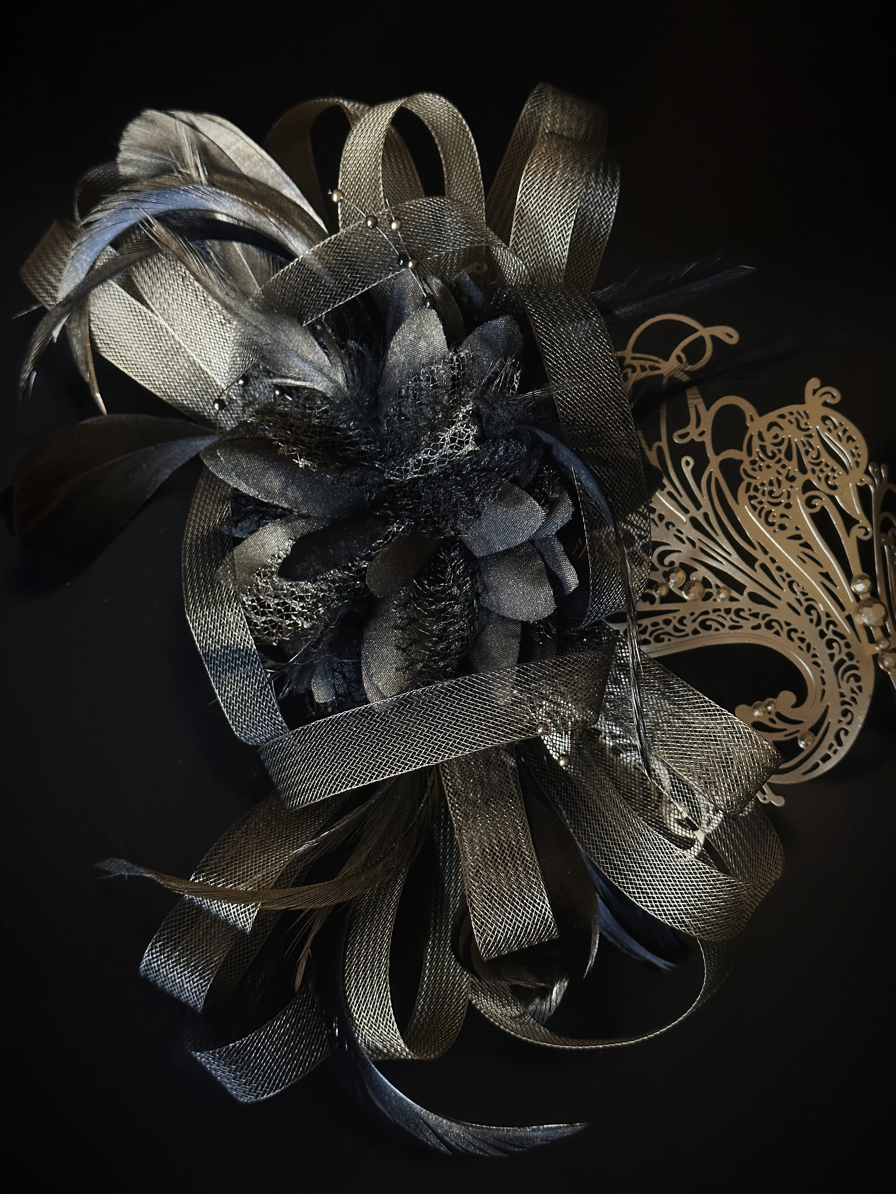 Swan Gold Metal Mask - Brown Tulle - Image 2