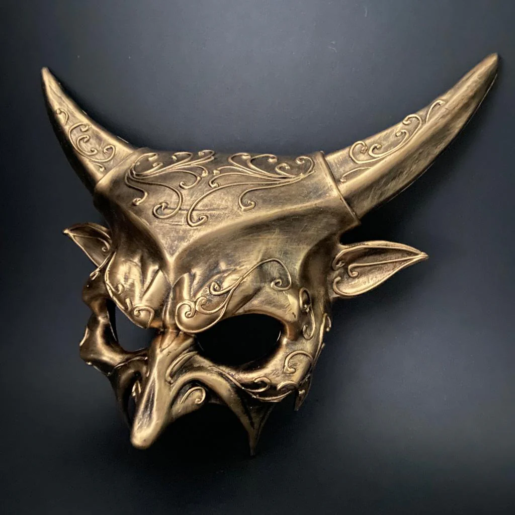 Mens Devil Mask - Gold - Image 2