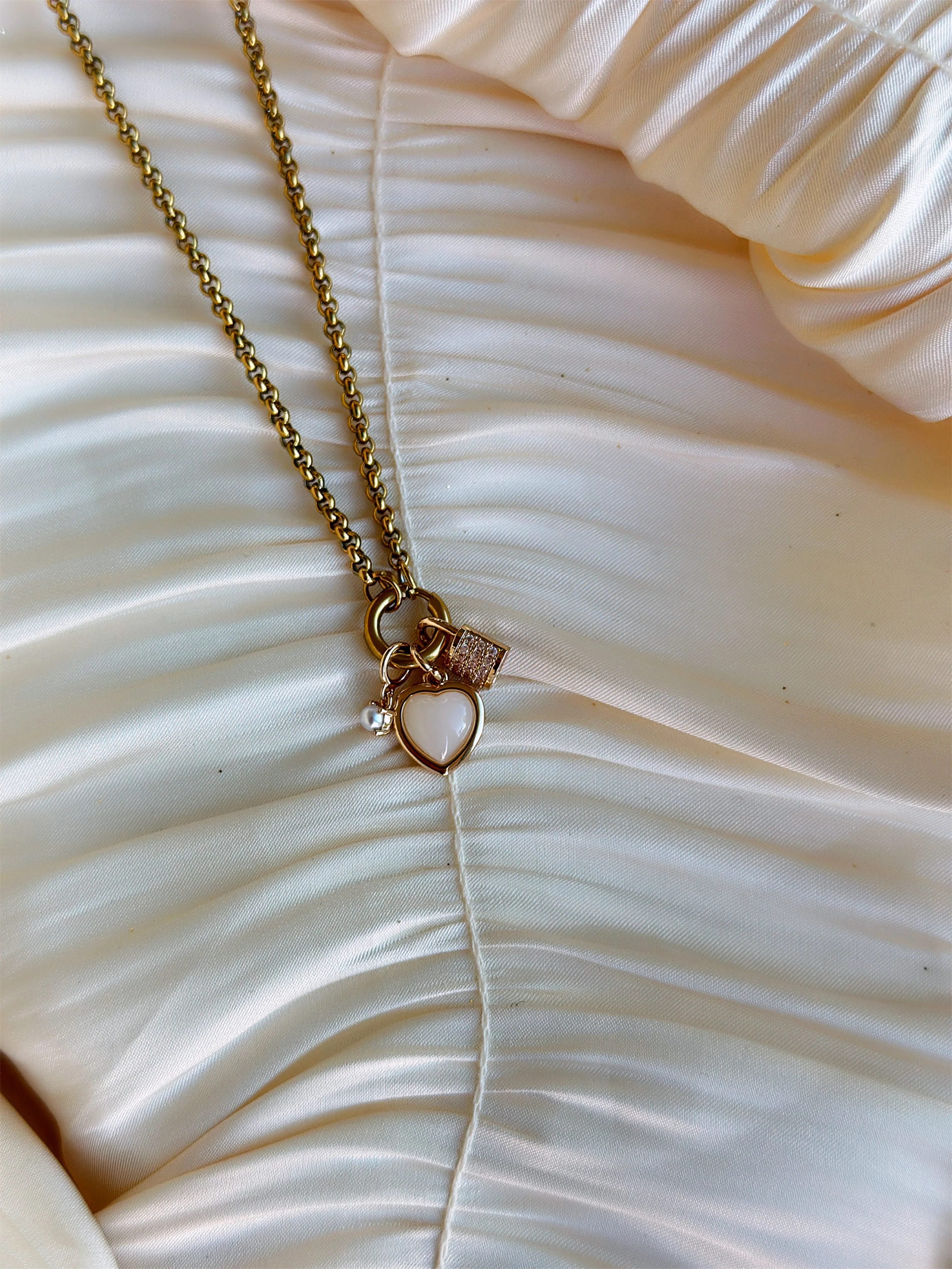 Golden Heart Lock Charm Necklace - Image 2
