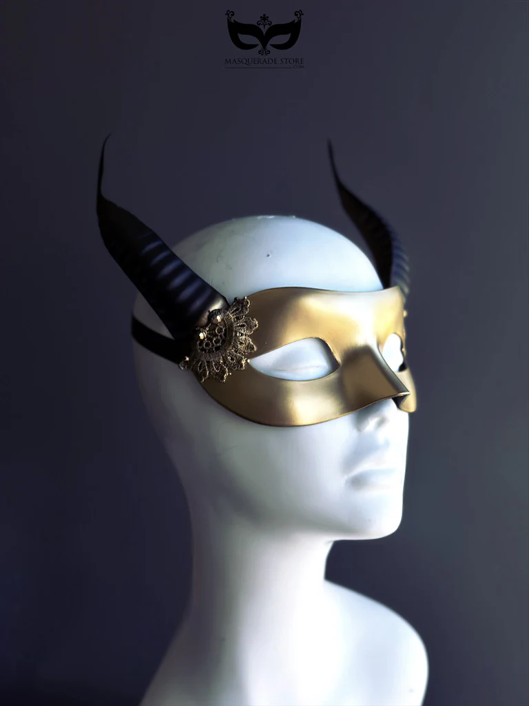 Golden Temptation Horned Womens Mask - Image 2