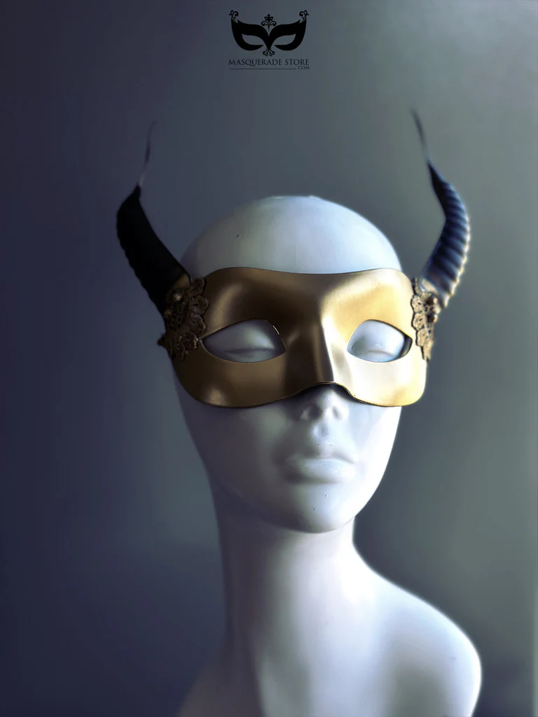 Golden Temptation Horned Womens Mask - Image 3