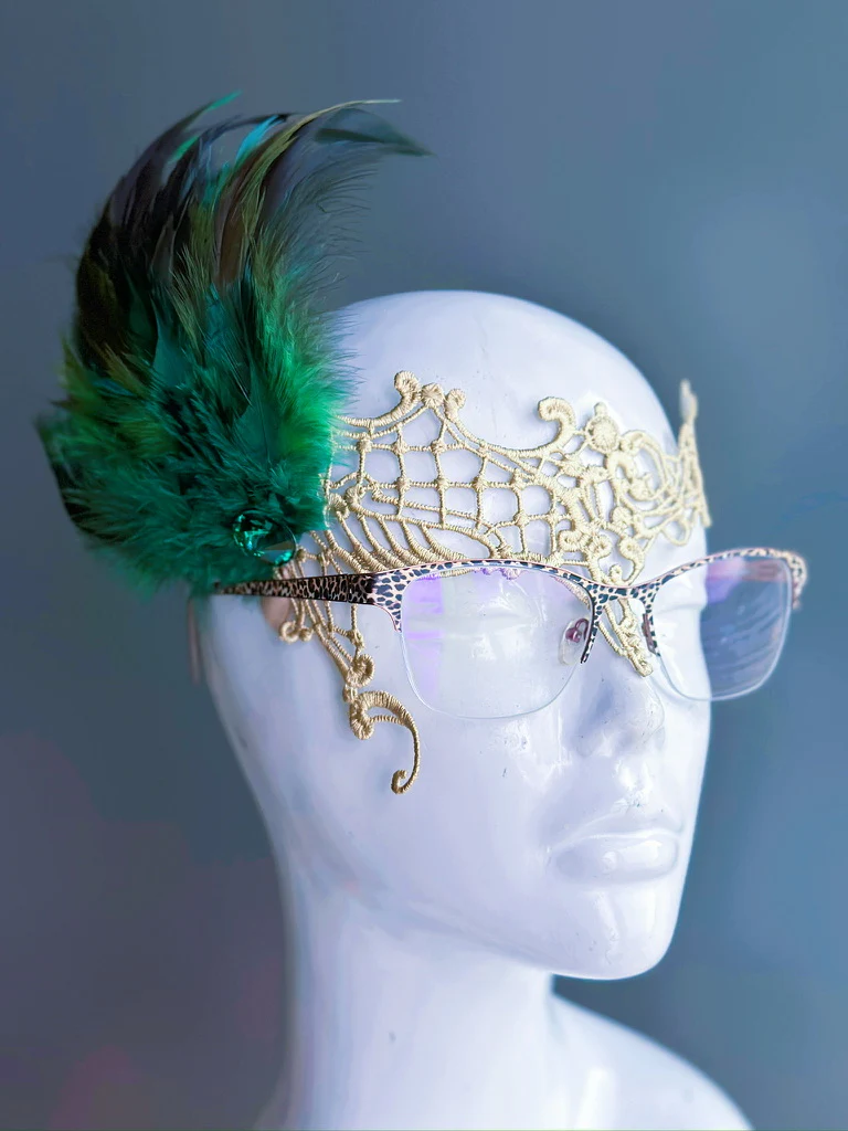 Eyeglass Mask - Green on Gold - Image 2