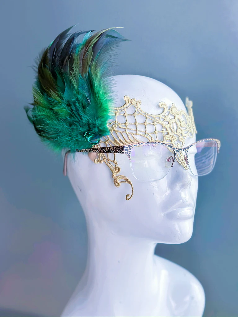 Eyeglass Mask - Green on Gold - Image 3