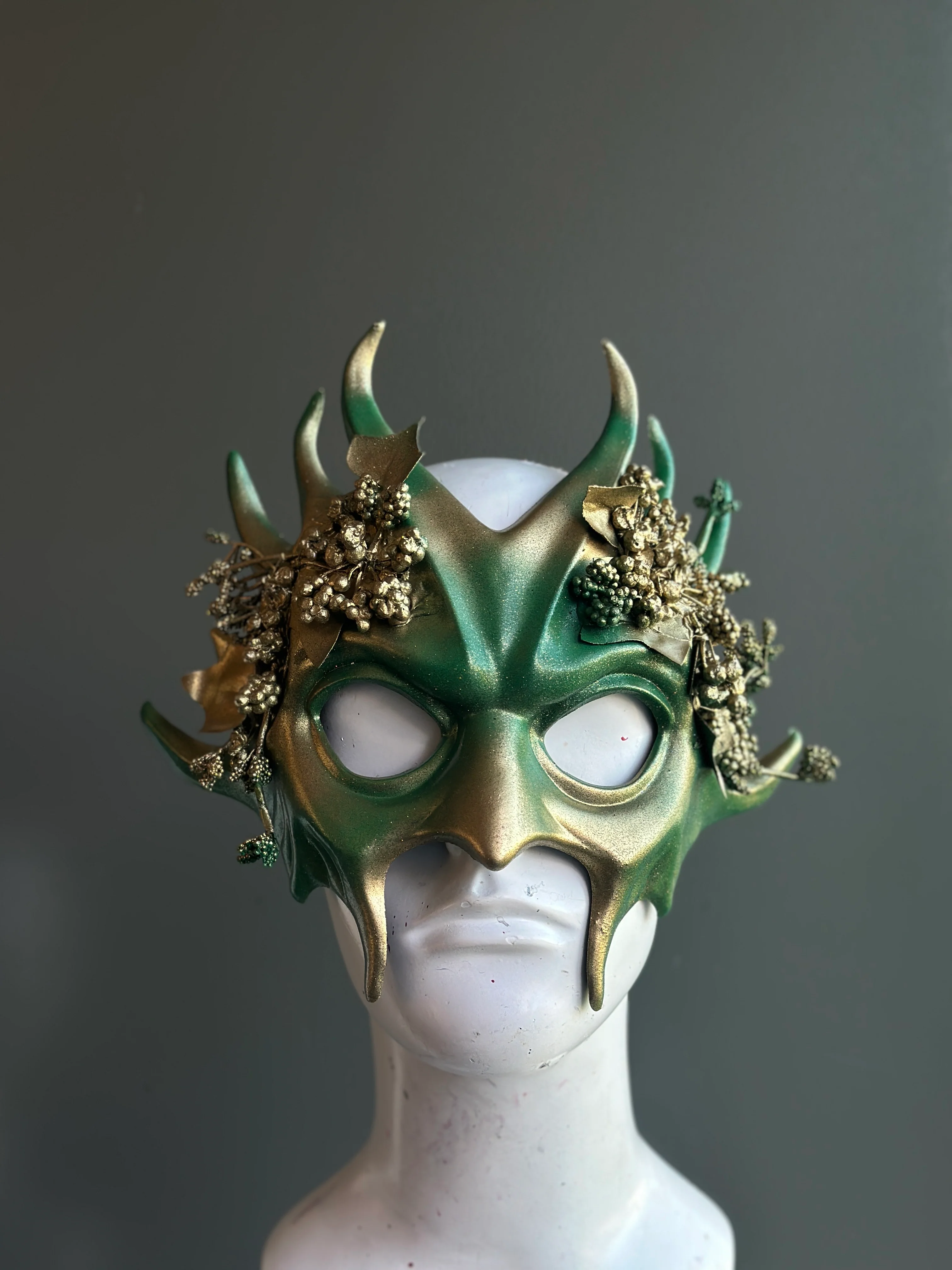 Forest Spirit Mask - Green & Gold - Image 2