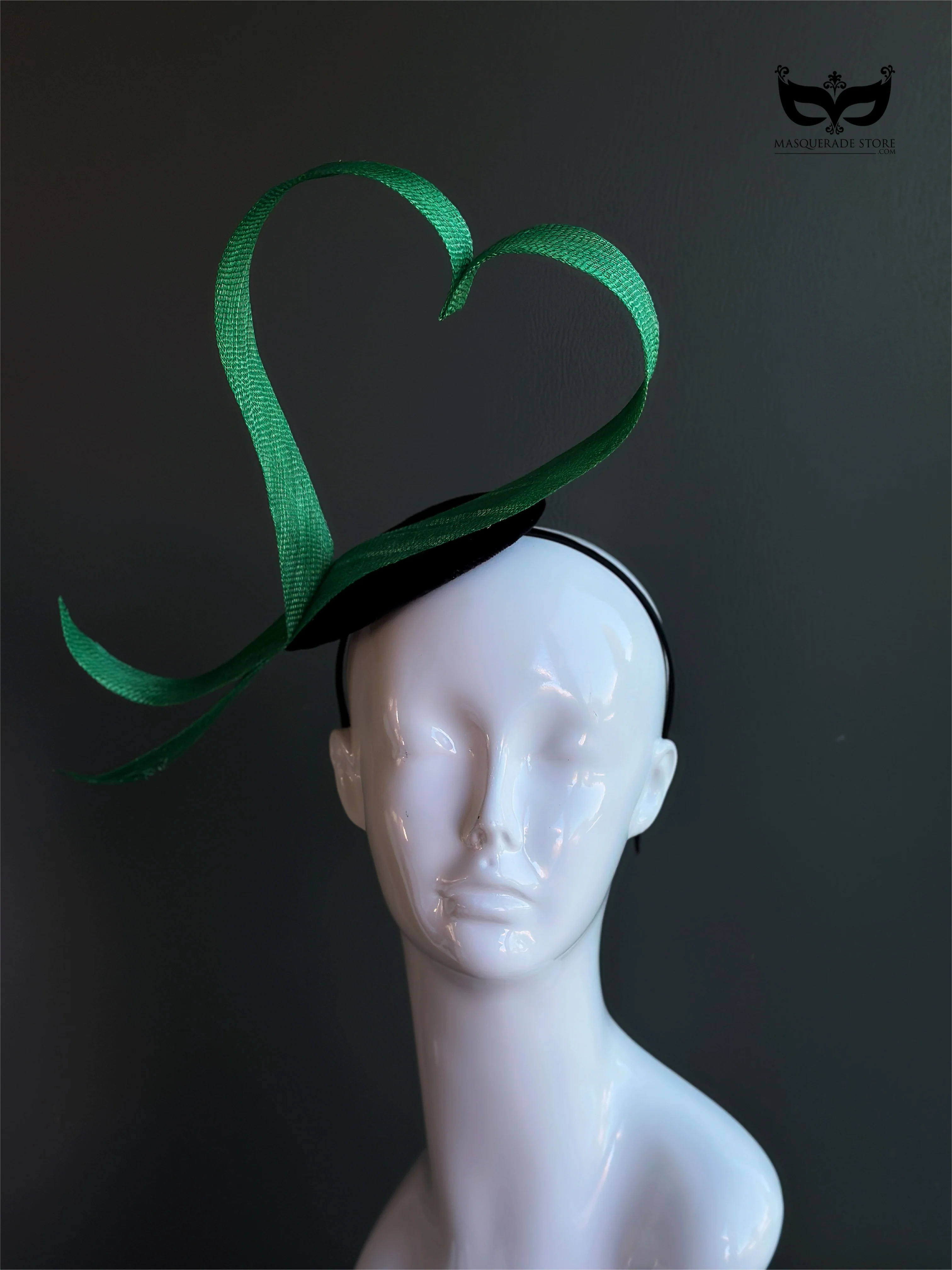 Green Heart Loop Fascinator Headband - Image 2