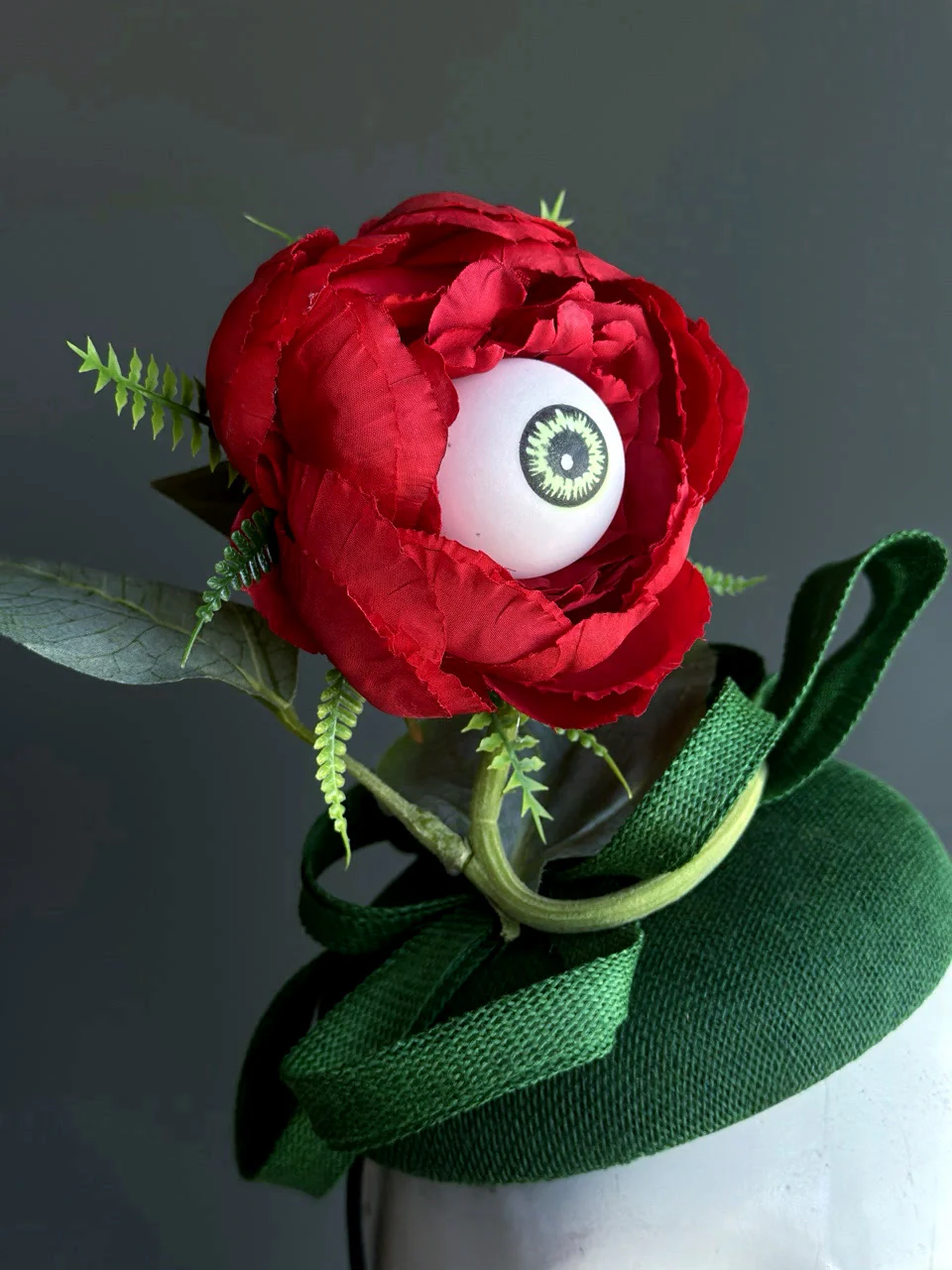 Eyeball Rose Halloween Eyeball Flower Fascinator Hat - Image 2