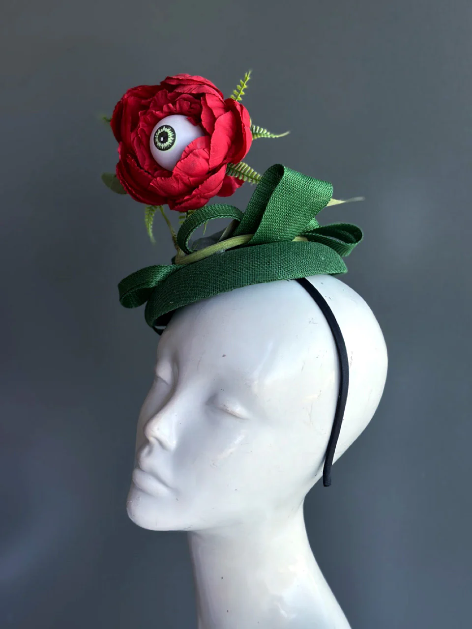 Eyeball Rose Halloween Eyeball Flower Fascinator Hat - Image 3