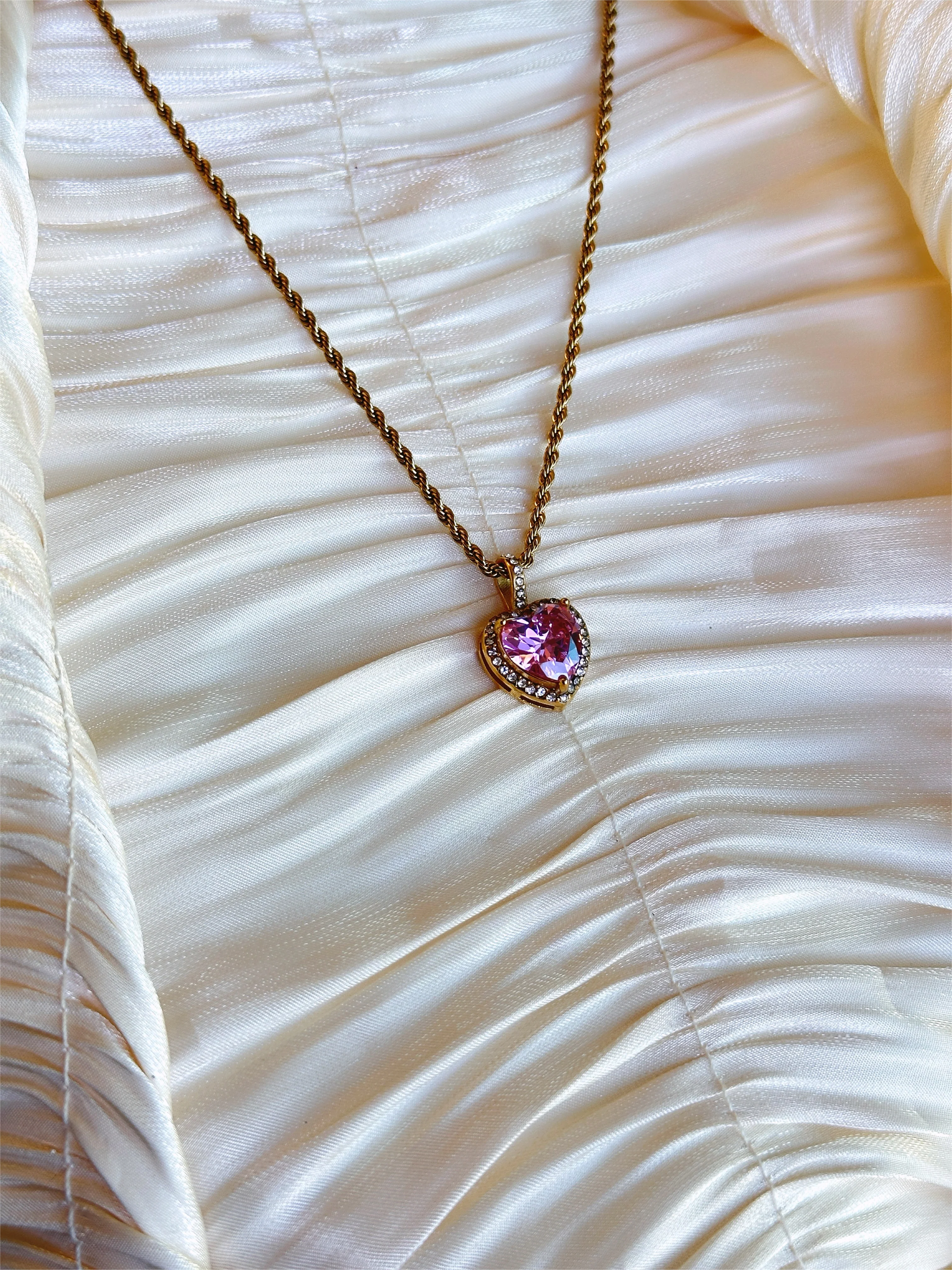 Liora Blush Heart Pendant Necklace - Image 4
