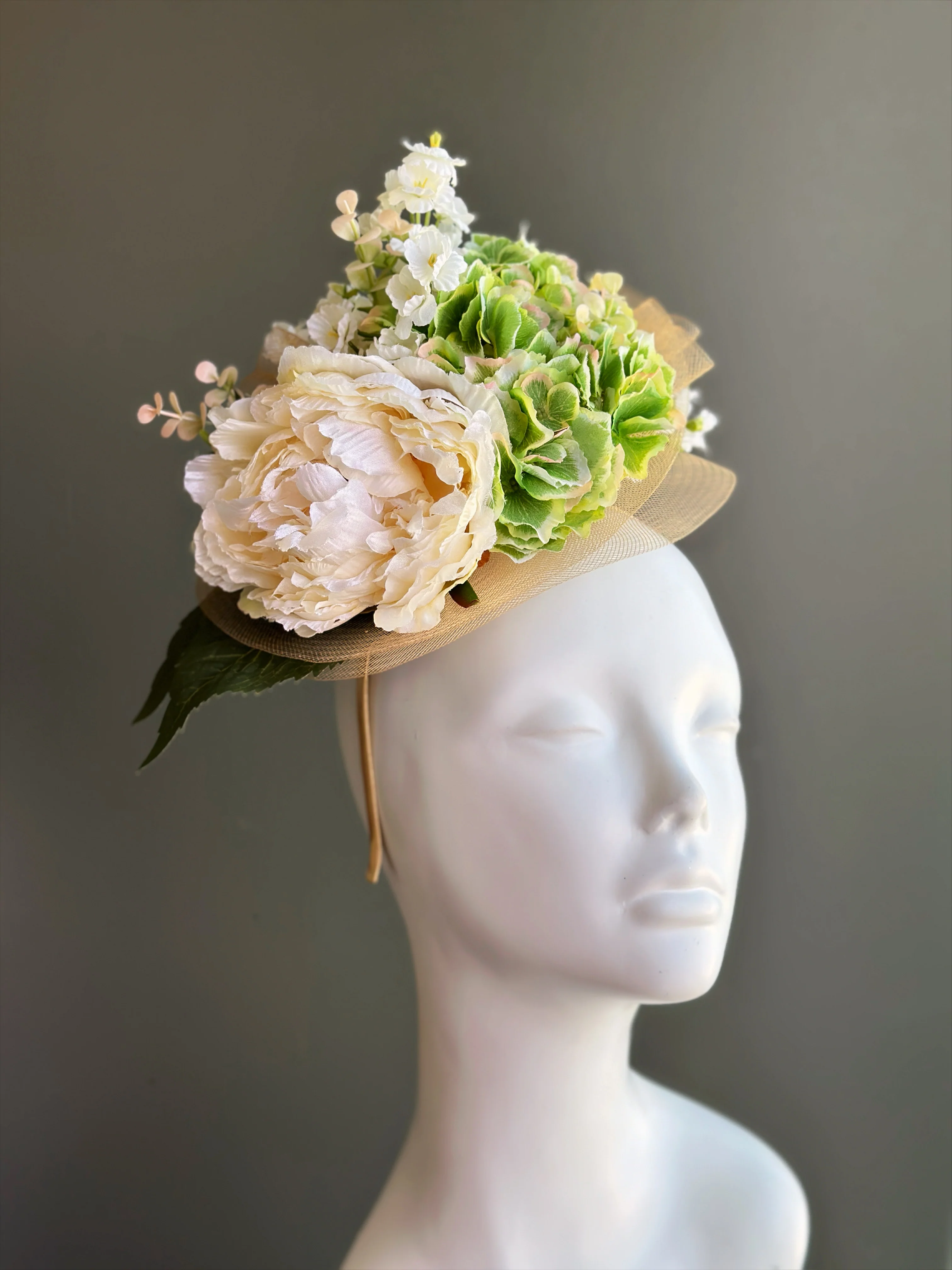Garden Peony Fascinator - Ivory - Image 2