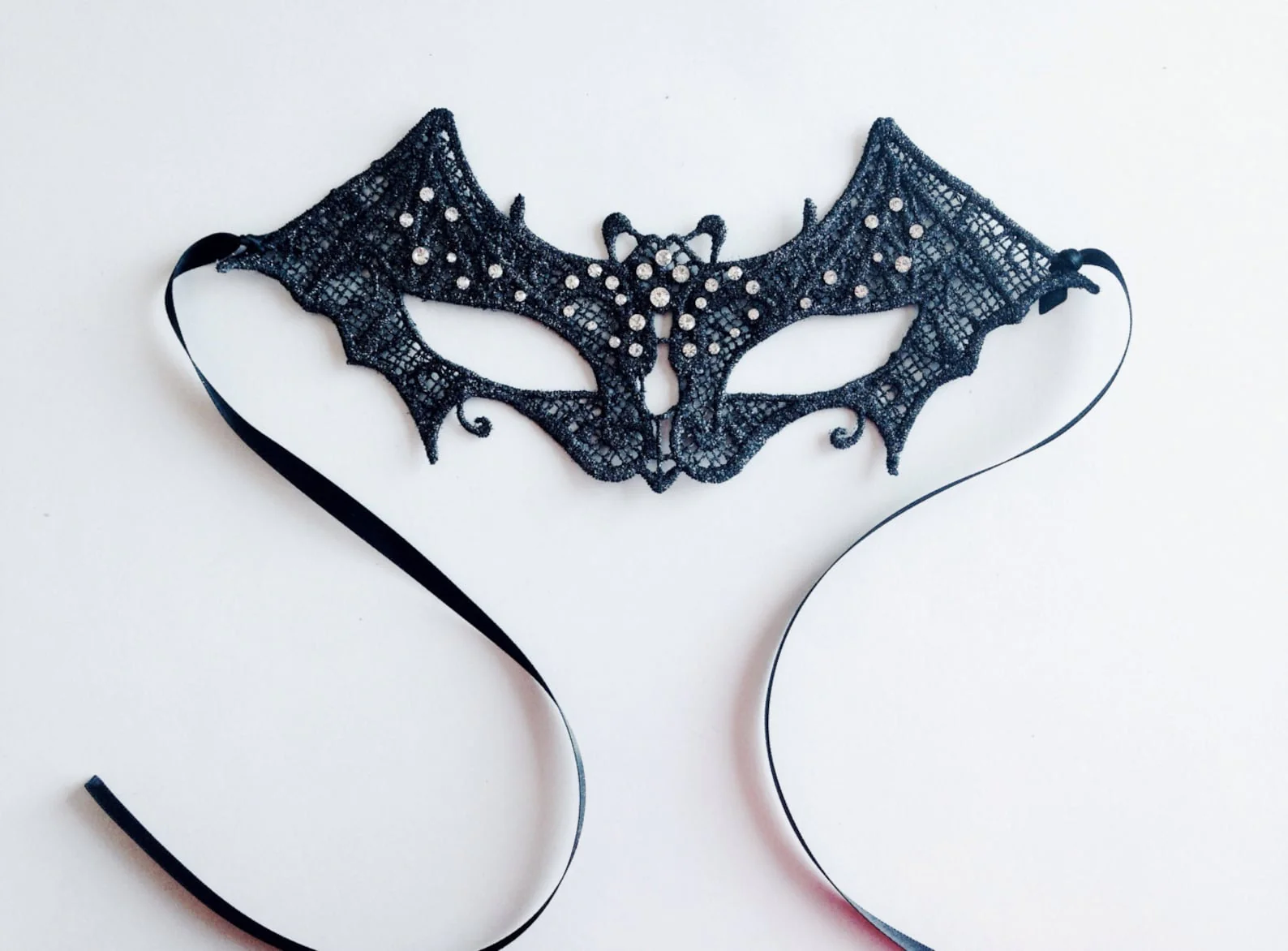 Black Bat Rhinestone Mask - Kids - Image 3