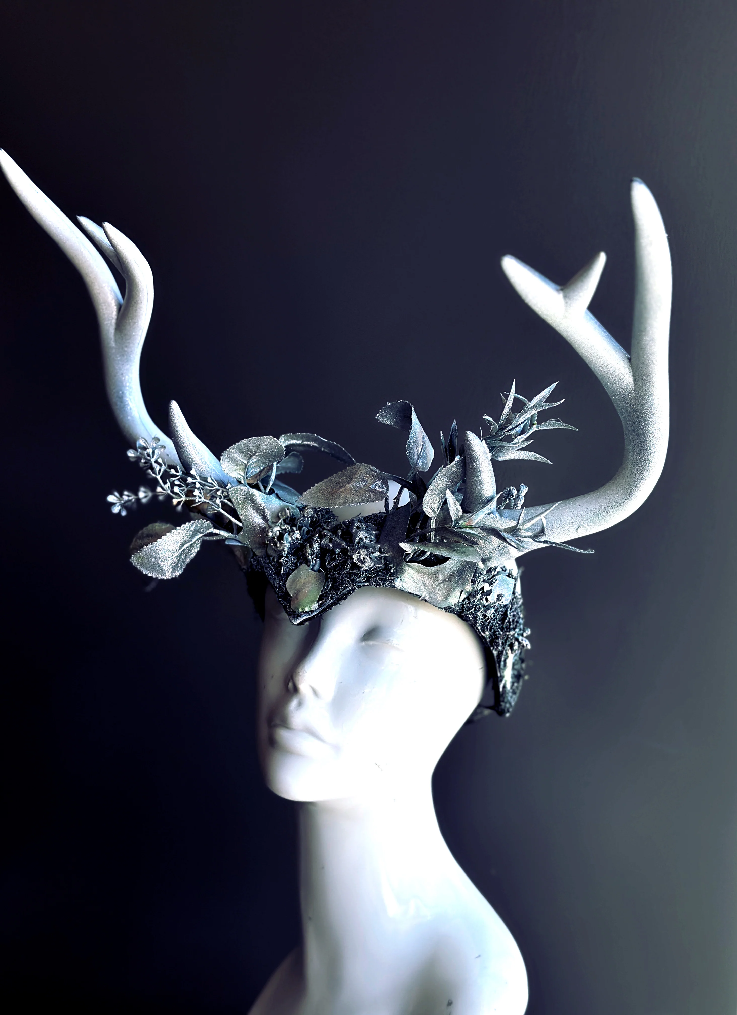 Deer Antler Headdress - Winter Frost