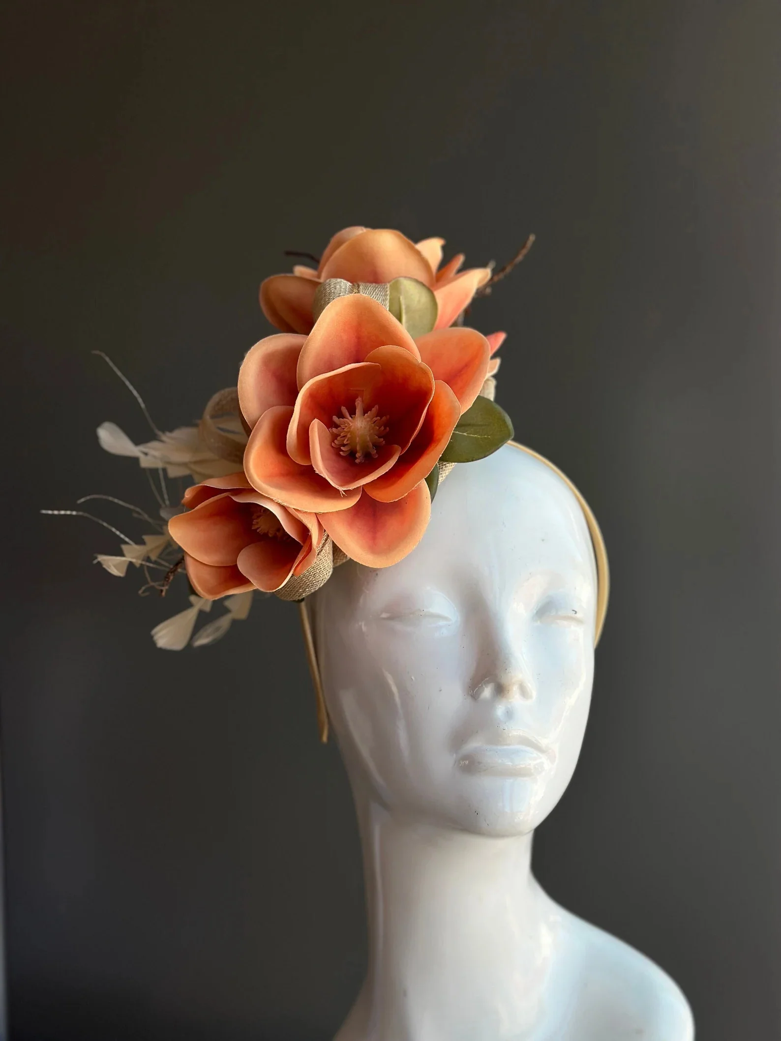 Burnt Orange Magnolia Fascinator