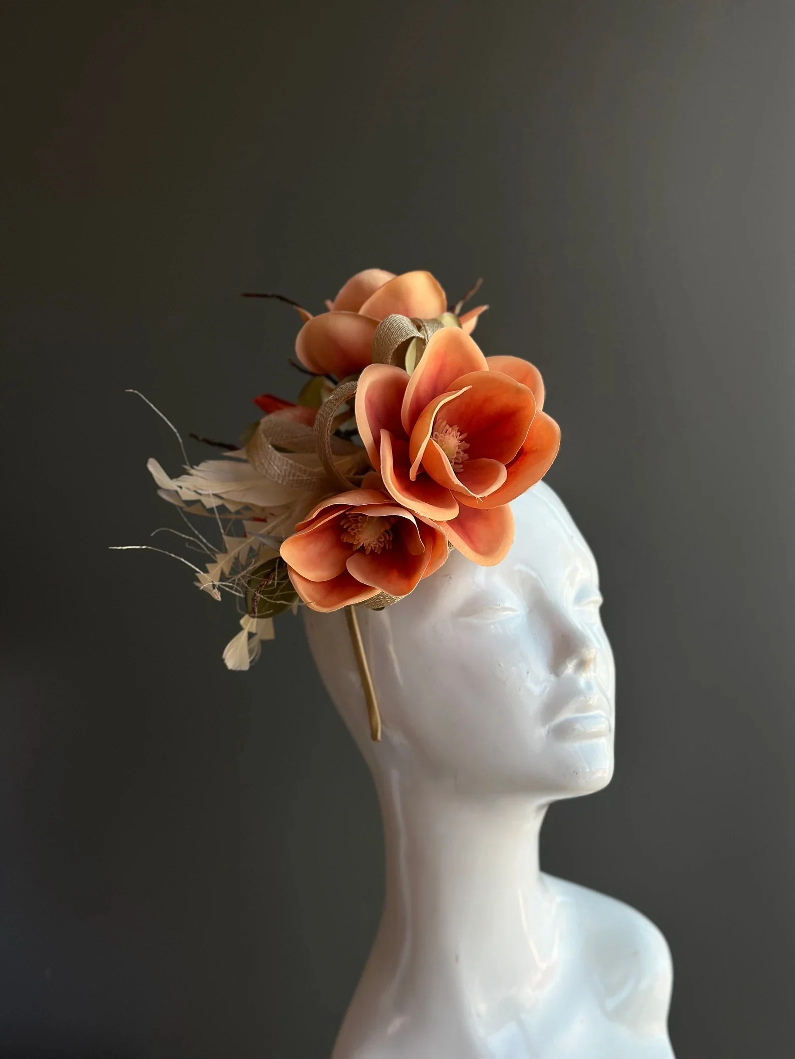 Burnt Orange Magnolia Fascinator - Image 2