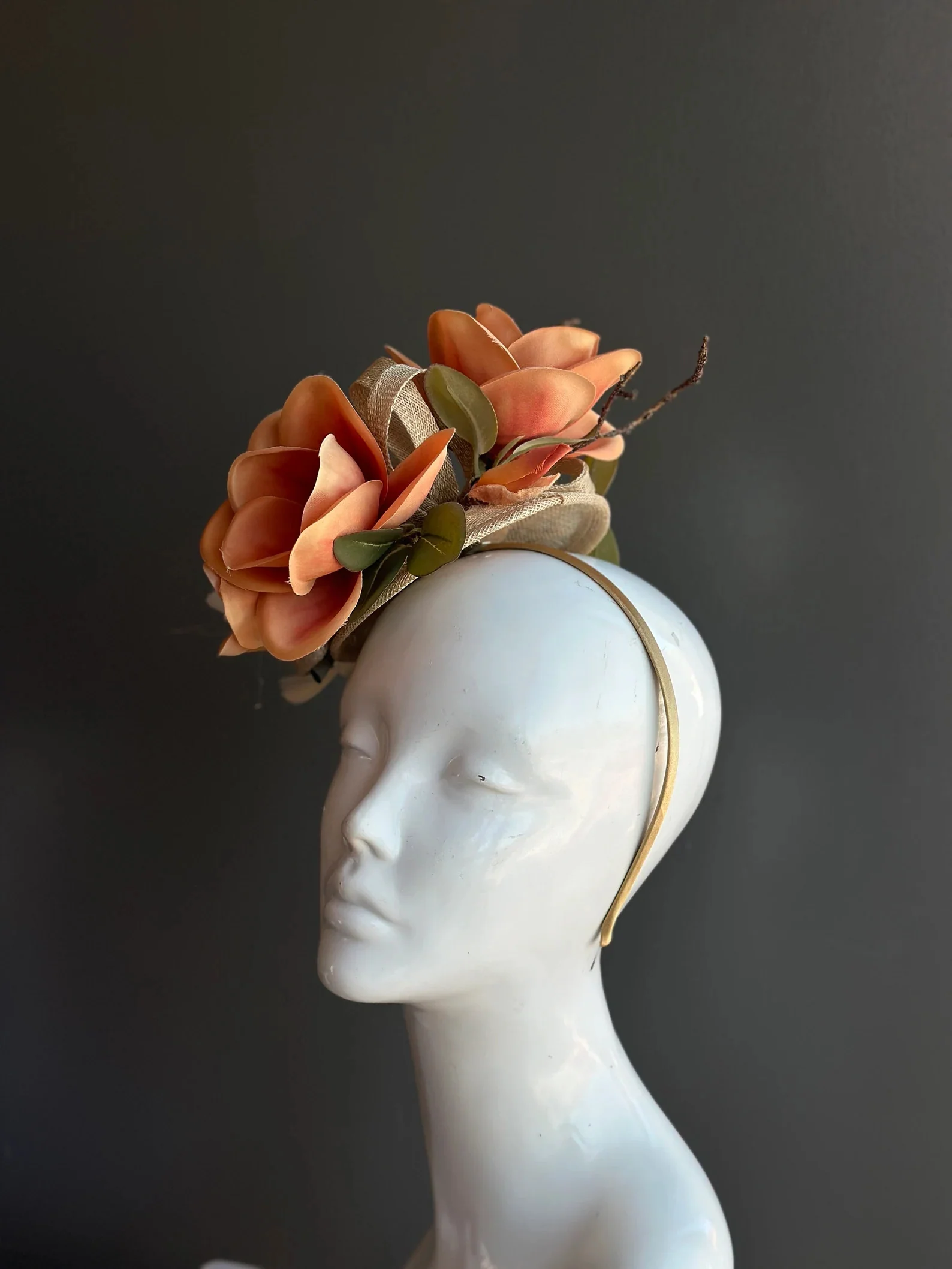 Burnt Orange Magnolia Fascinator - Image 3